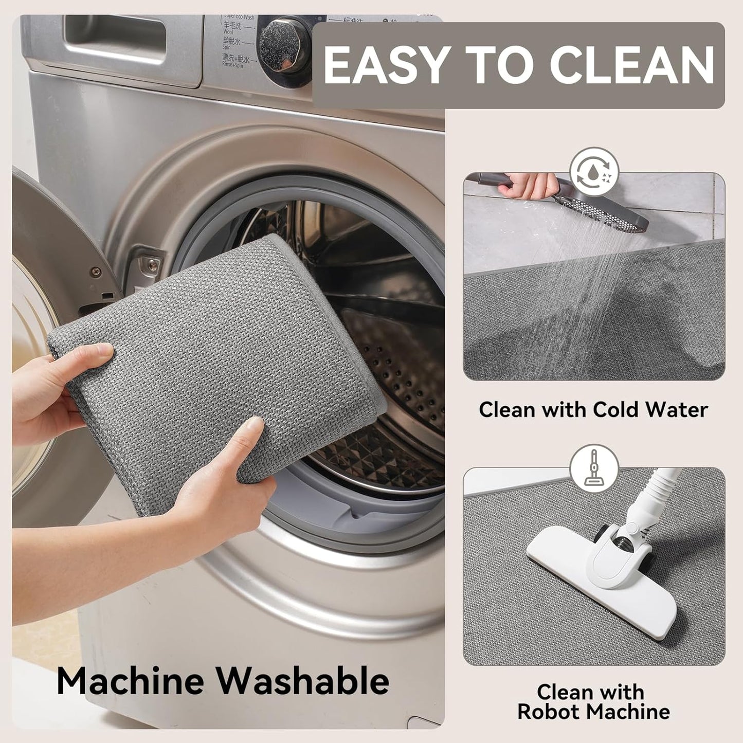 Kitchen Mat Set of 2 PCS Kitchen Mats for Floor, Linen-Look Woven Absorbent Kitchen Runner Rugs Non Slip Washable Comfort Standing Mats for Kitchen, Front of Sink