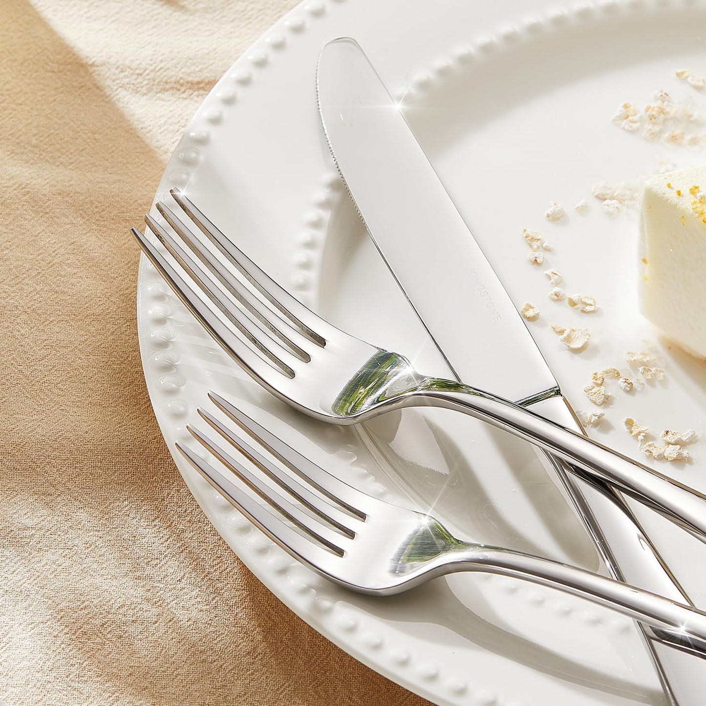 KINGSTONE 20 Pieces Silverware Set for 4, Premium Stainless Steel Flatware Set, Heavy Duty and Modern Design Cutlery Set, Mirror Polished, Dishwasher Safe