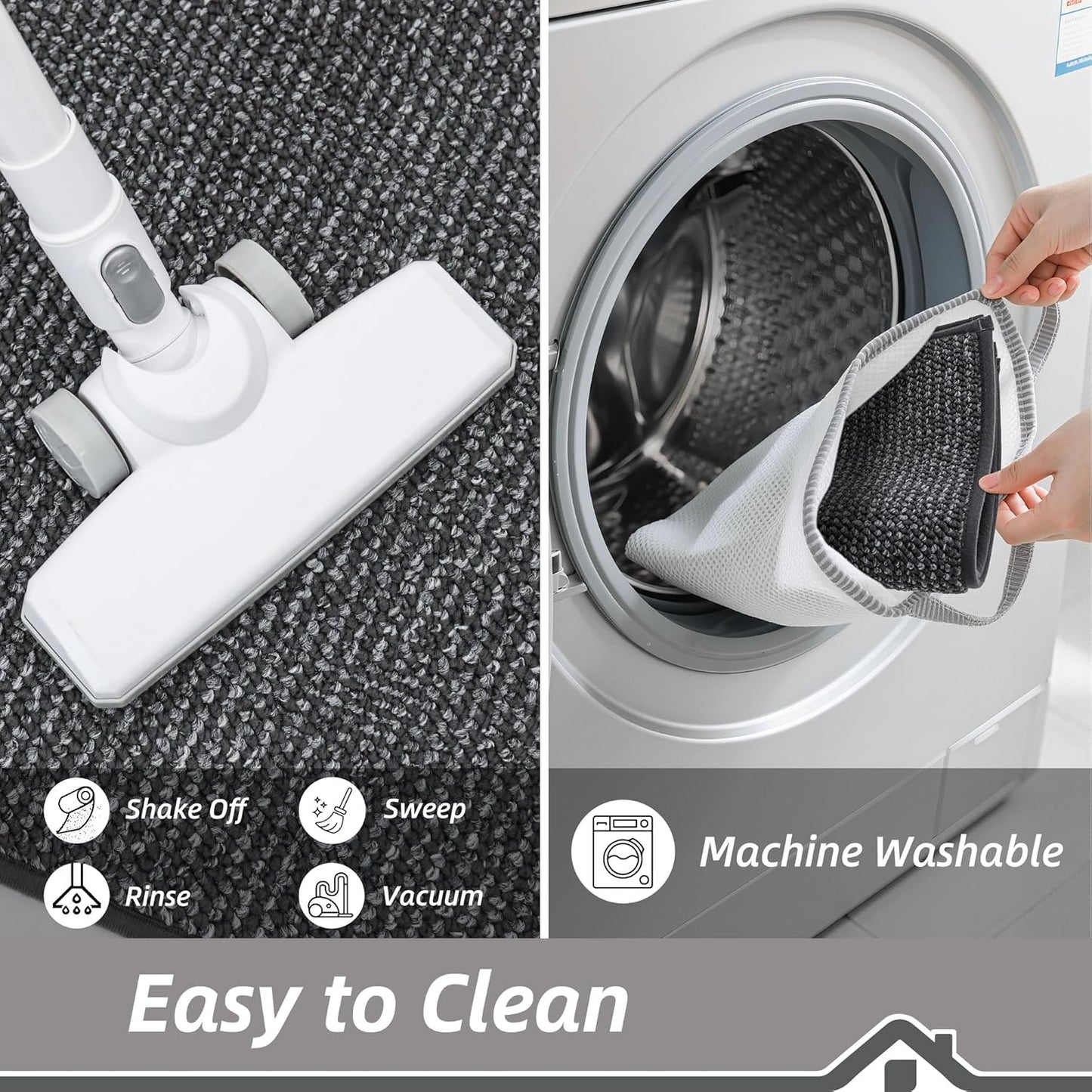 BEQHAUSE Kitchen Runner Rugs 20"x48", Non-Slip Kitchen Mats for Floor, Super Absorbent and Stain Resistant Kitchen Rug, Machine Washable Rugs for Kitchen, Hallway, Laundry & Sink, Charcoal