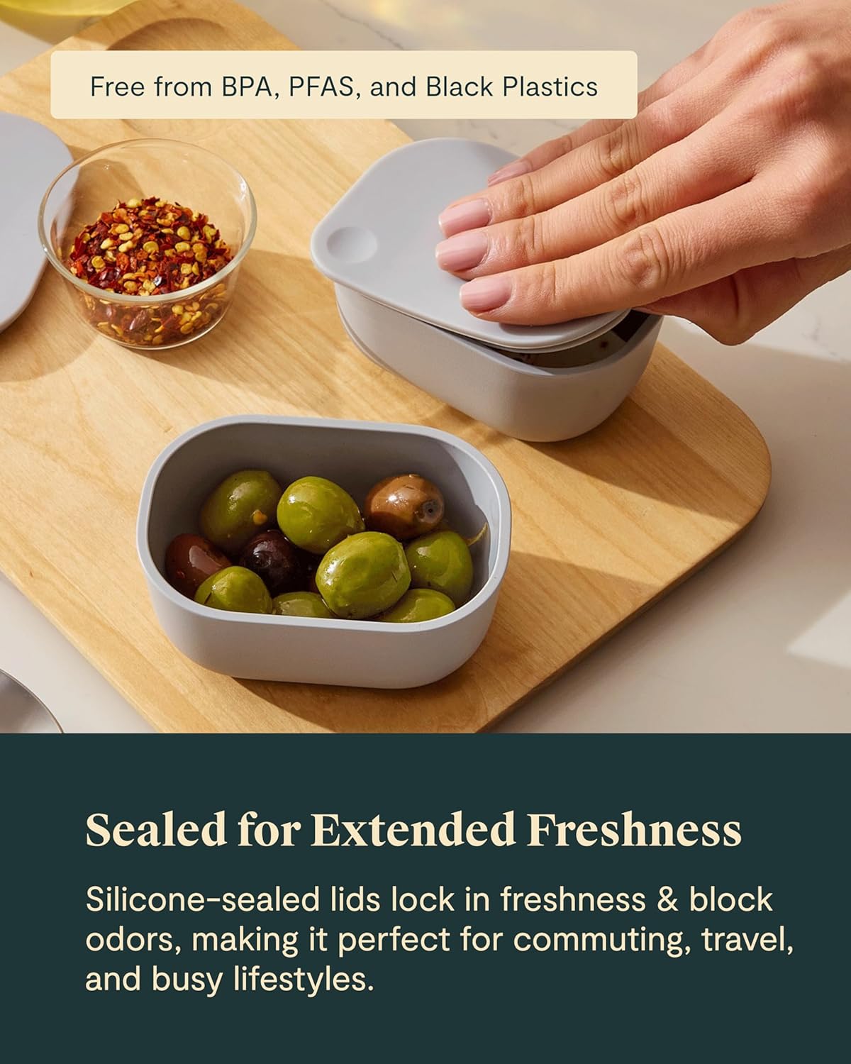 Caraway Mini Dash Inserts - 2pc .6 Cup Dash Ramekins w/Lids - Easy to Store, Non Toxic - Perfect for Sauces, Garnish, & Small Snack or Sides