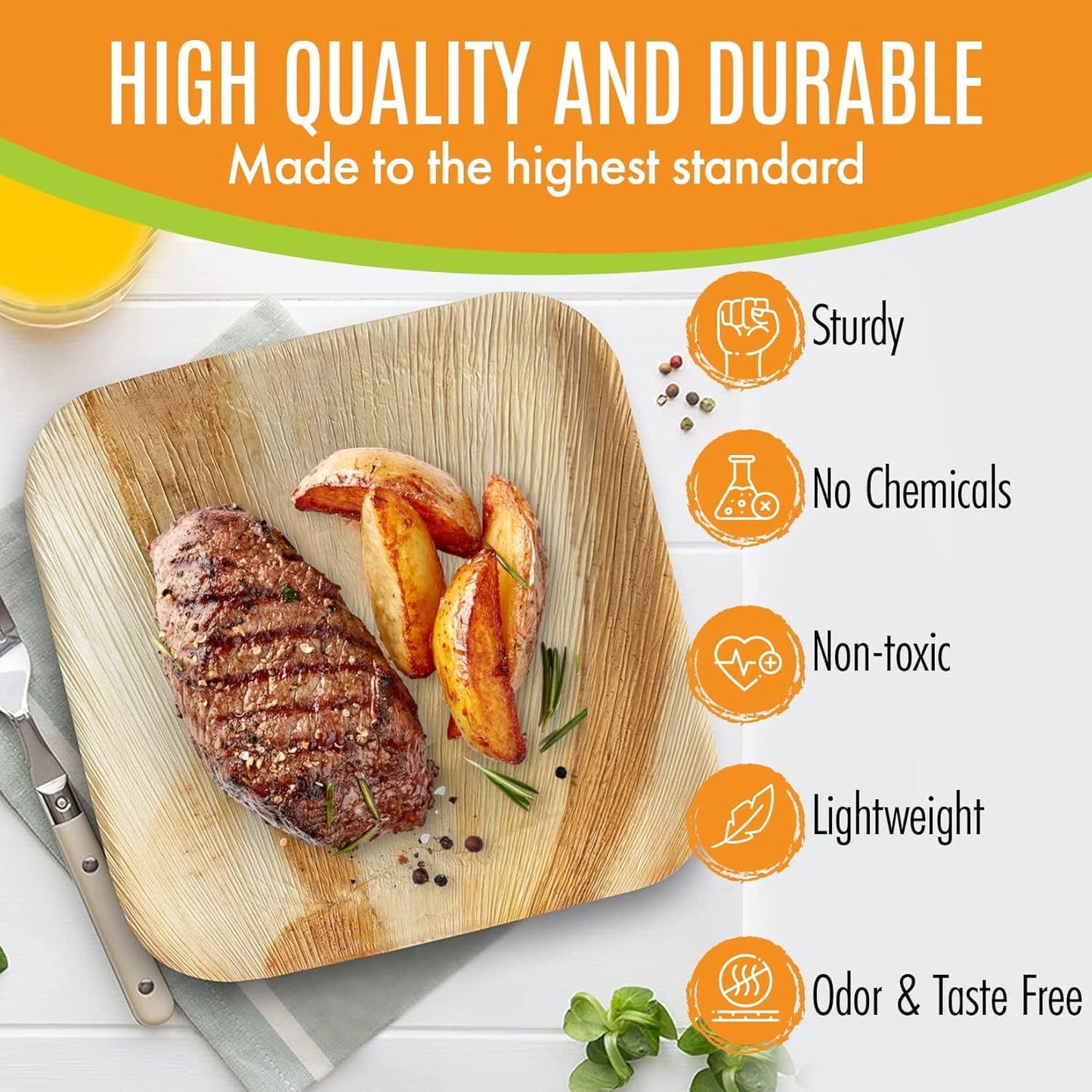 Raj Palm Leaf Bulk Plates like Bamboo plates Disposable, Decorative Compostable Tableware for wedding, Lunch, Dinner, Birthday, Camping, Outdoor BBQ (6" 200 Pack(10 Cases I 2000 Pack))