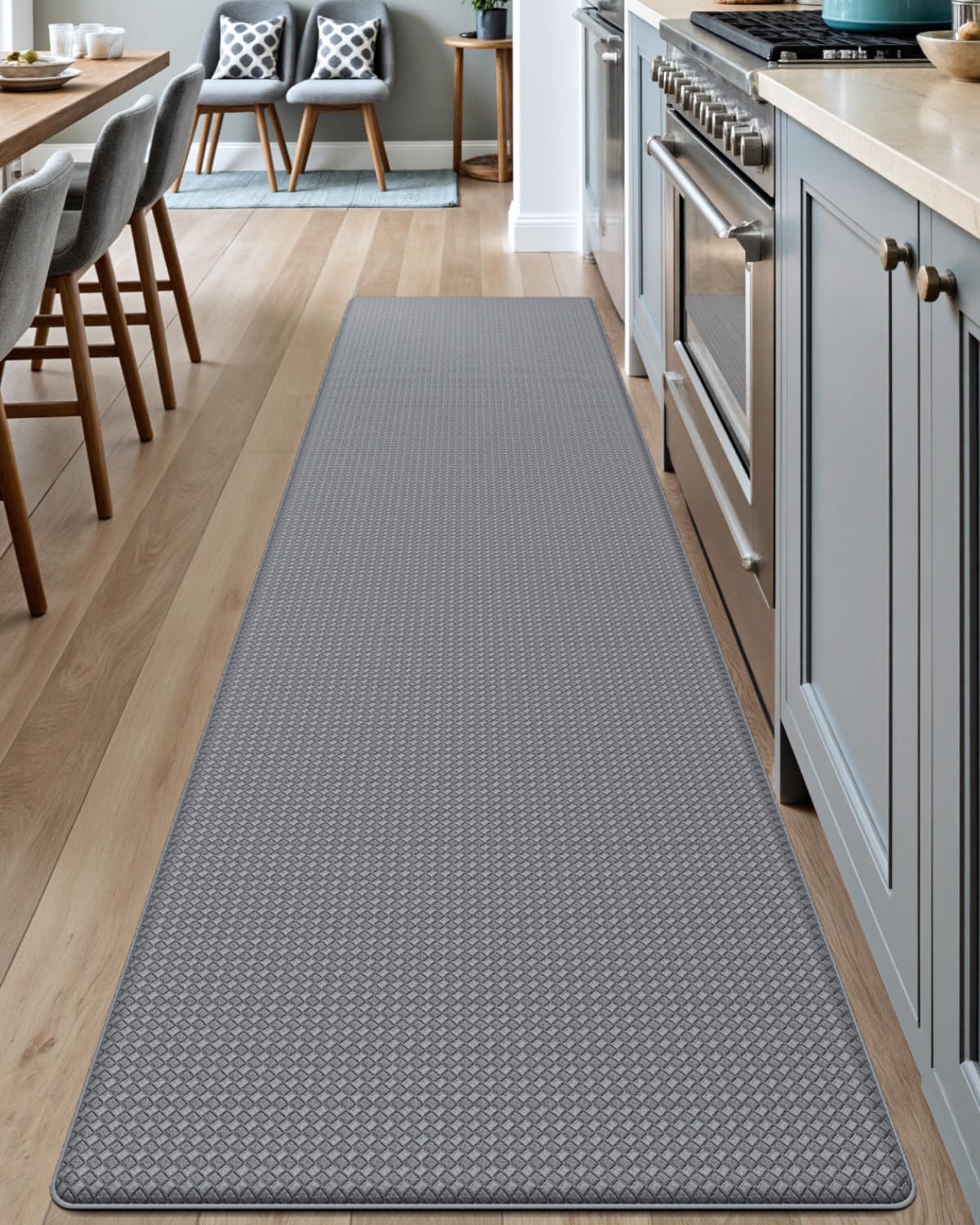 DEXI Kitchen Floor Mats Cushioned Anti Fatigue, 23x86, Large Long Standing Runner Rug Waterproof, Comfort Memory Foam Padded for Front Sink Laundry, Grey