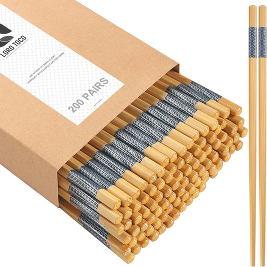 200 Pairs Bamboo Chopsticks Disposable | Reusable | Separated | Bulk | Chinese | -（9.45in）
