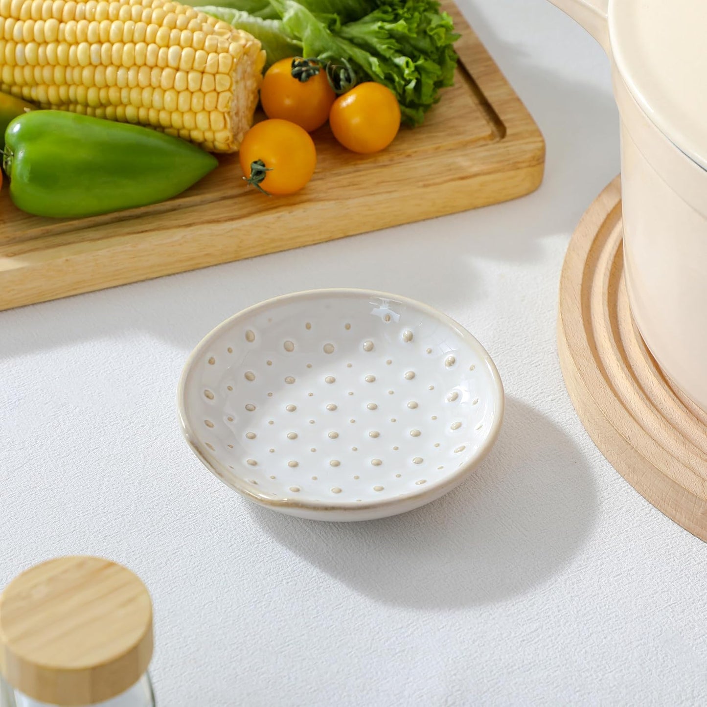 MALACASA Ceramic Spoon Rest for Stove Top, 4.8 inch Cooking Spoon Holder for Kitchen Counter,Utensil Rest for Ladle, Spatula, Spoons or Tongs, Modern Farmhouse Kitchen Décor - 04, Series LYDIA