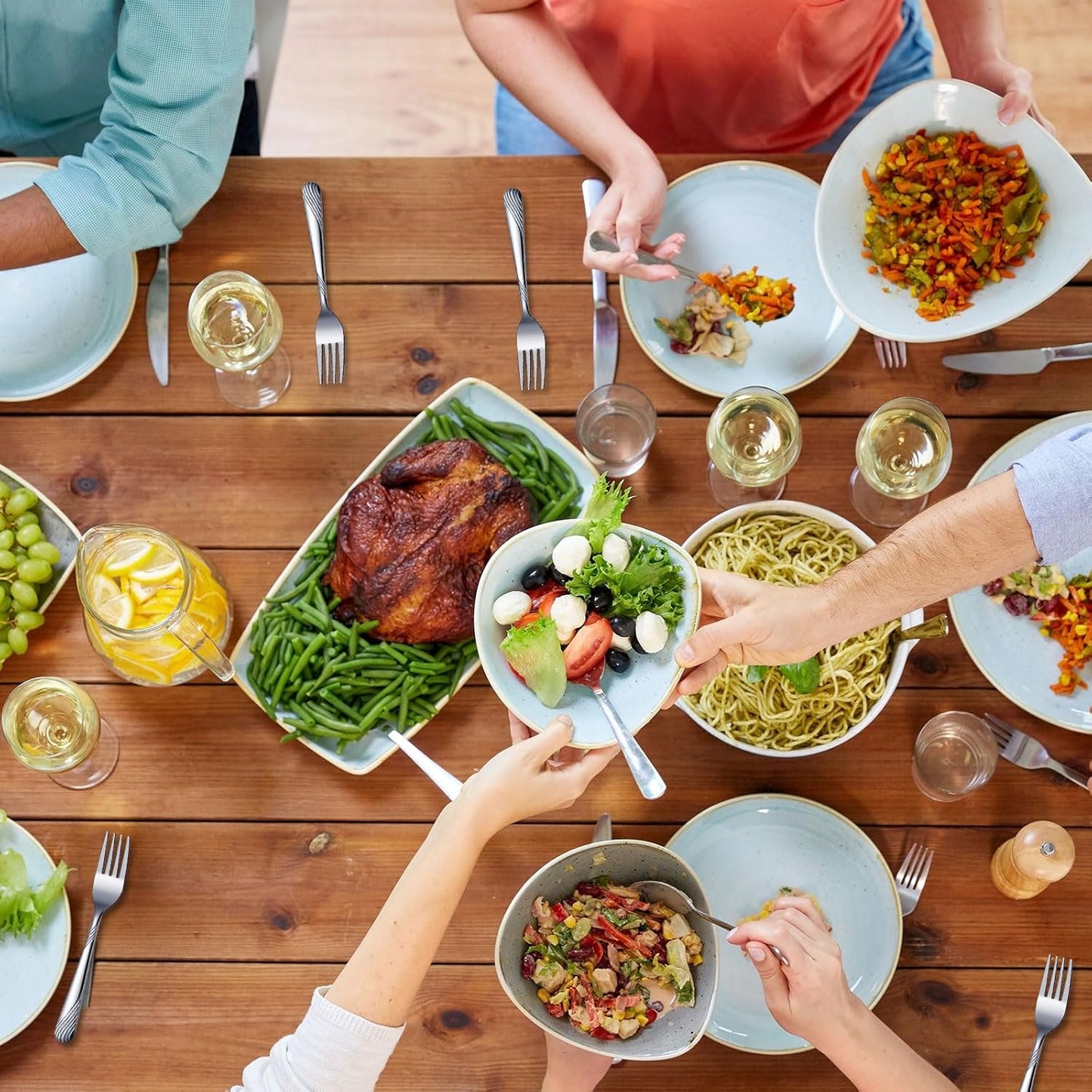 Minatee 100 Pcs Metal Dinner Forks Bulk Set 6.9 Inches Stainless Steel Forks Silverware Flatware Salad Cutlery Mirror Polished for Home Kitchen Restaurant Eating Silverware Utensils