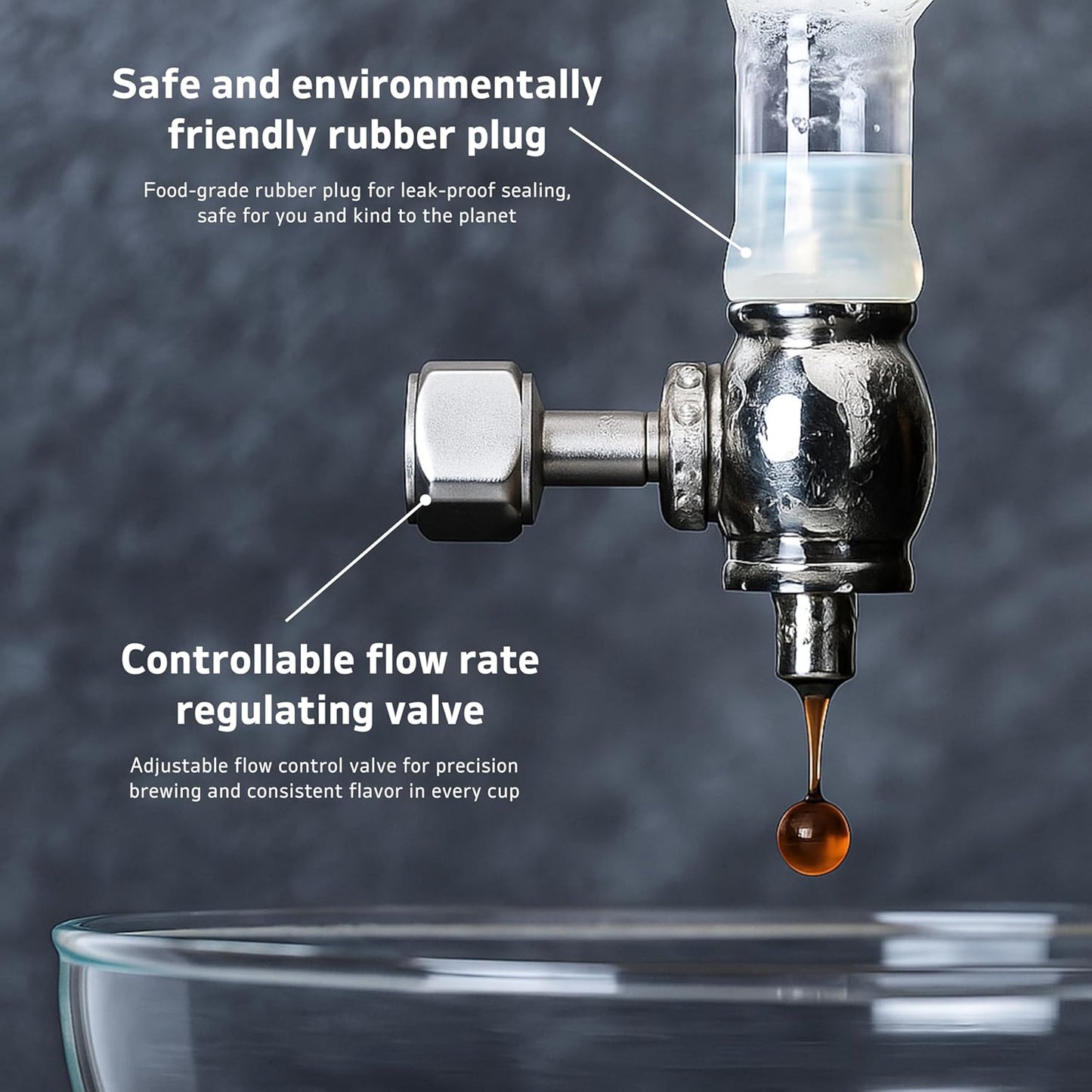 Nispira Cold Brew Drip Tower Iced Coffee Maker Glass Wooden Stand 25 Cups white