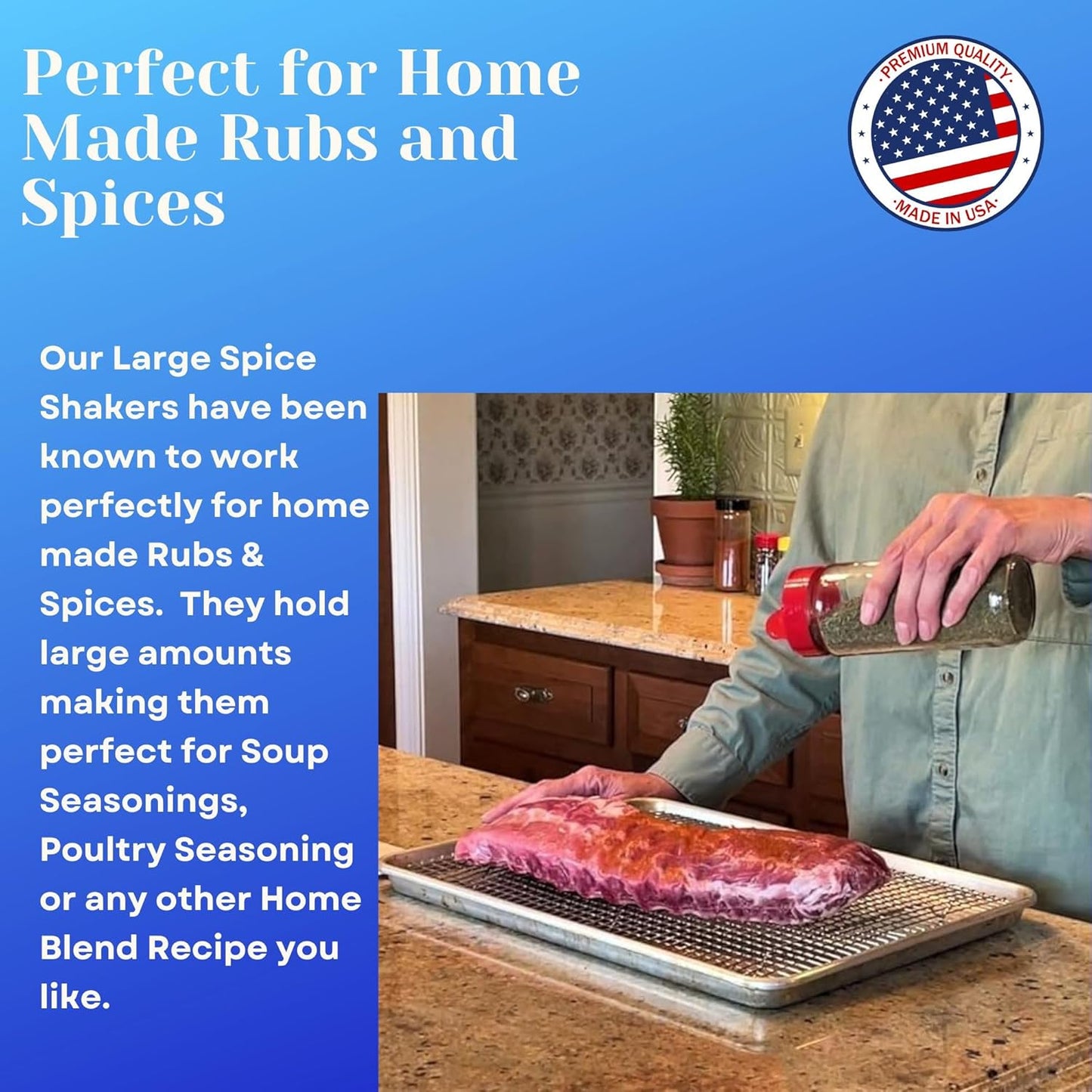 JARMING COLLECTIONS Glass Spice Jars with Shaker Lids - Spice Containers 16 oz Popcorn Seasoning Shaker or Parmesan Cheese, Cinnamon Sugar Dispenser