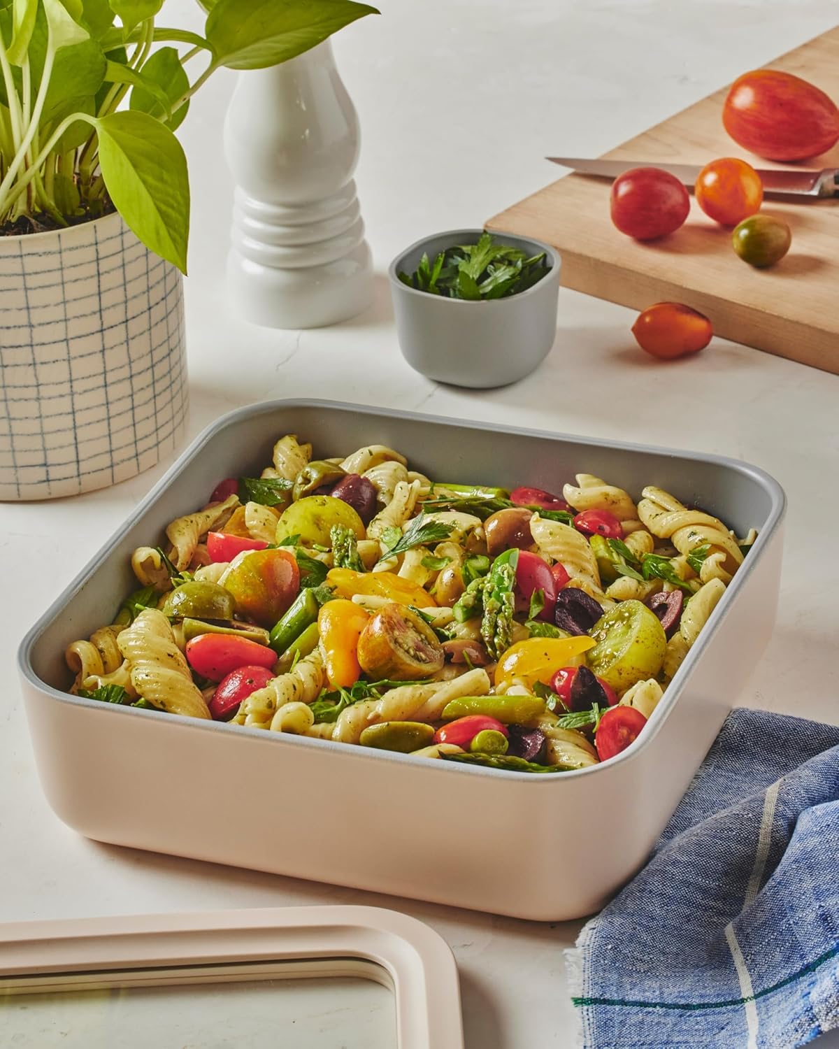 Caraway 6pc Glass Food Storage Set – 10 Cup Food Containers (6) - Ceramic Coated - Non Toxic, Non Stick with Lids - Microwave Safe - Sage