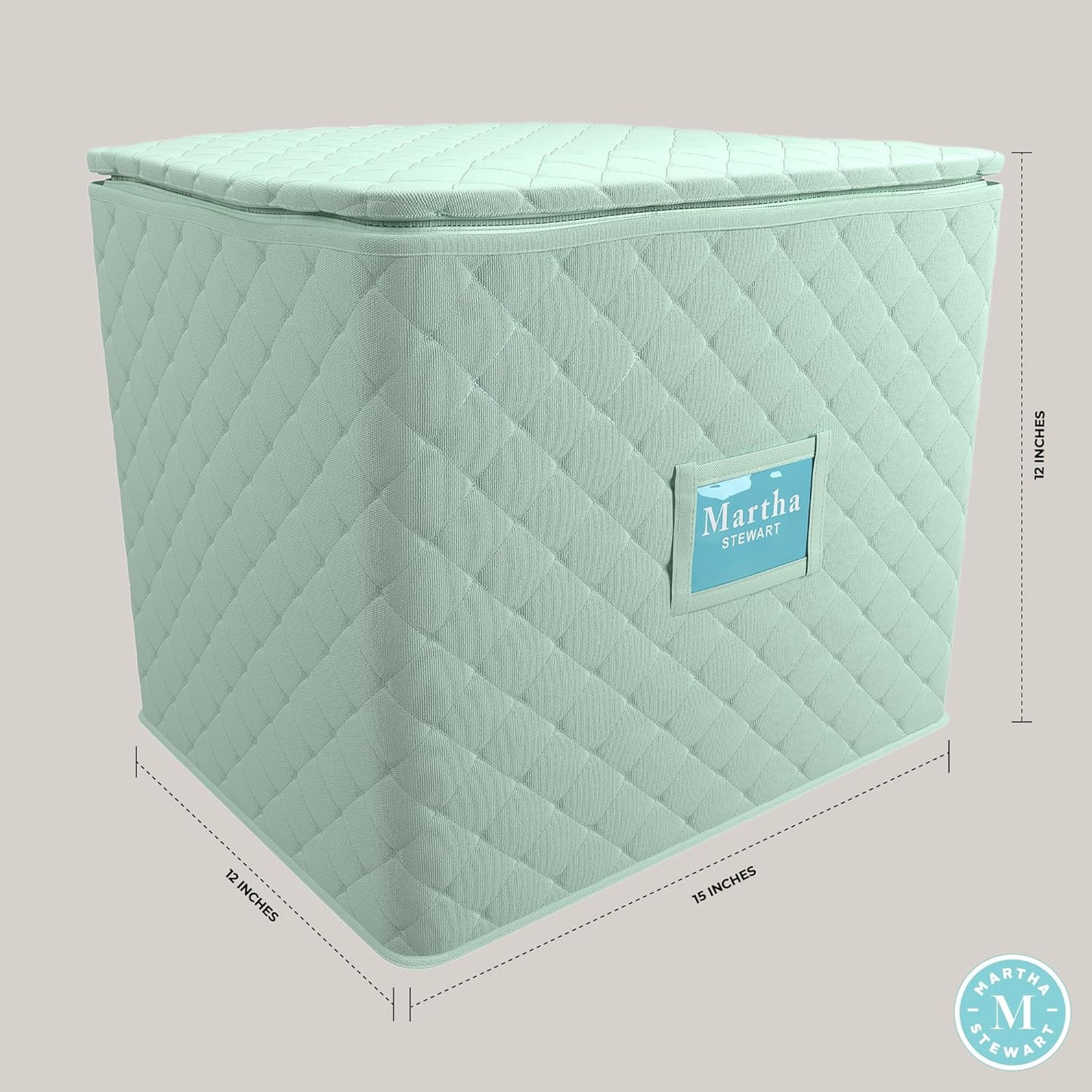 Martha Stewart Dinnerware Stemware Glassware Stackable Organizer Home Storage Container Case, Set of 2 Goblet Stemware Storage Organizers With Removable Fabric Dividers, Mint