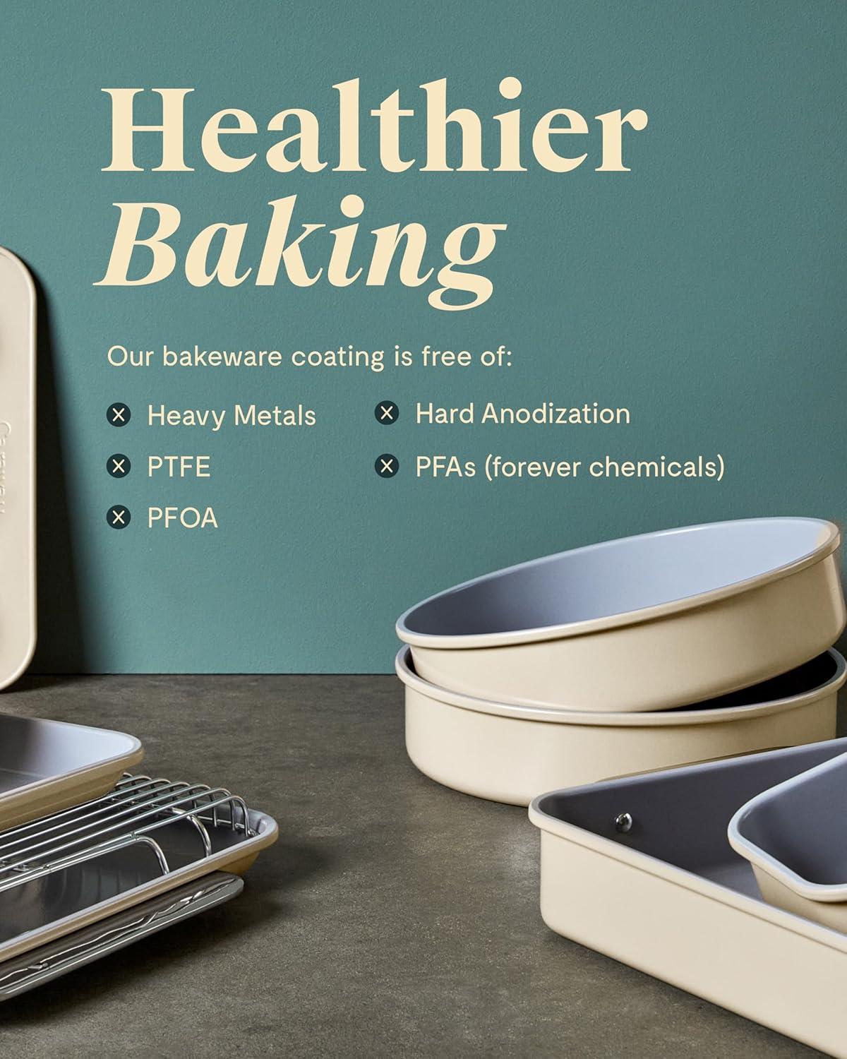 Caraway Non-Stick Ceramic 9” Circle Pans - Naturally Slick Ceramic Coating - Non-Toxic, PTFE & PFOA Free - Perfect for Birthday Cakes, Tartes, & More - Gray