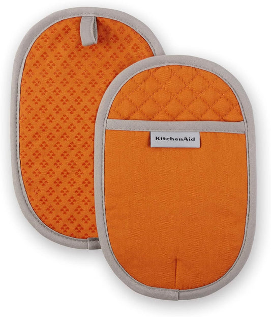 KitchenAid Asteroid Pot Holder 2-Pack Set, Honey Orange, 6.5"x10"