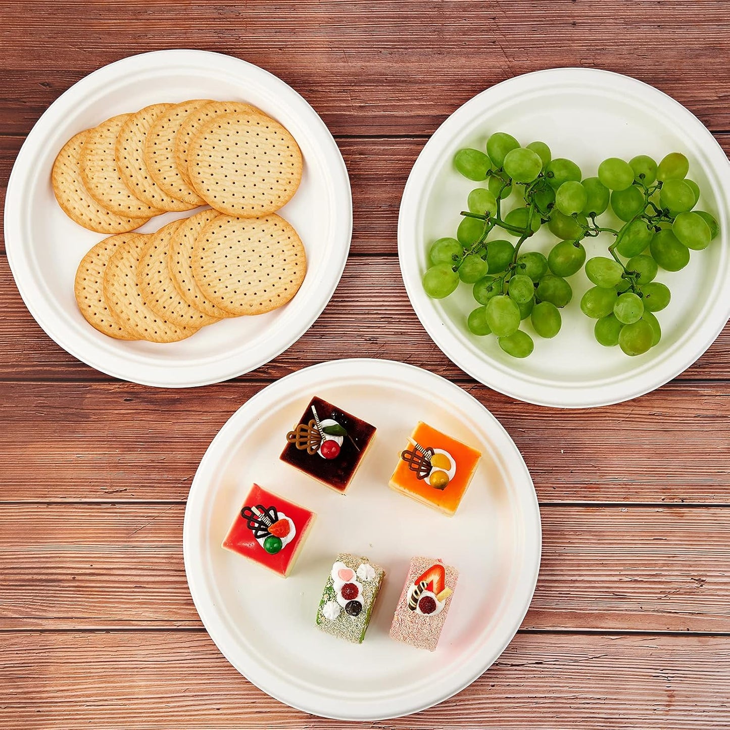 Vplus 150 Pack Compostable Disposable Paper Plates 10.25 inch Super Strong Paper Plates 100% Bagasse Natural Biodegradable Eco-Friendly Sugarcane(white)