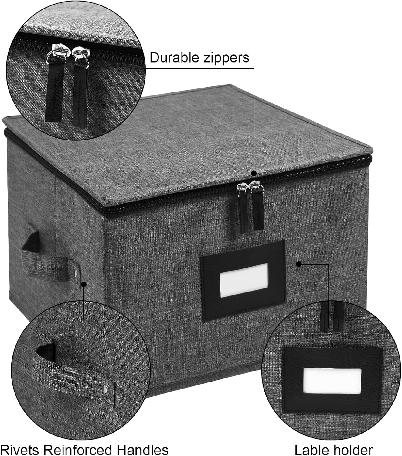 Mayniu China Storage Containers Hard Shell, 13" Charger Plates Storage Containers for Dishes, Stackable Dinnerware Storage with 24 Felt Dividers (2 Pack Black)