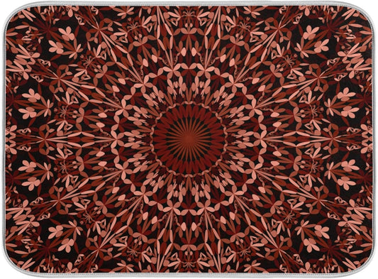 Super Absorbent Dish Drying Mat, Microfiber Fast-Drying Dish Mat, 24" x 18", Kitchen Dish Drying Pad, Mandala Maroon Boho