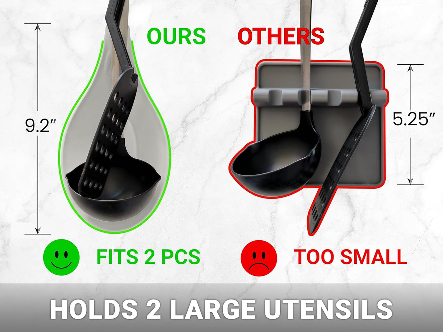 Kitchen Spoon Rest for Kitchen Counter, Set of 3 - HEAT RESISTANT, EASY TO CLEAN, Silicone Spoon Rest for Stove Top, Holds XL Utensils, Safe on GLASS & INDUCTION Cooktops, DOESN’T BREAK if Dropped