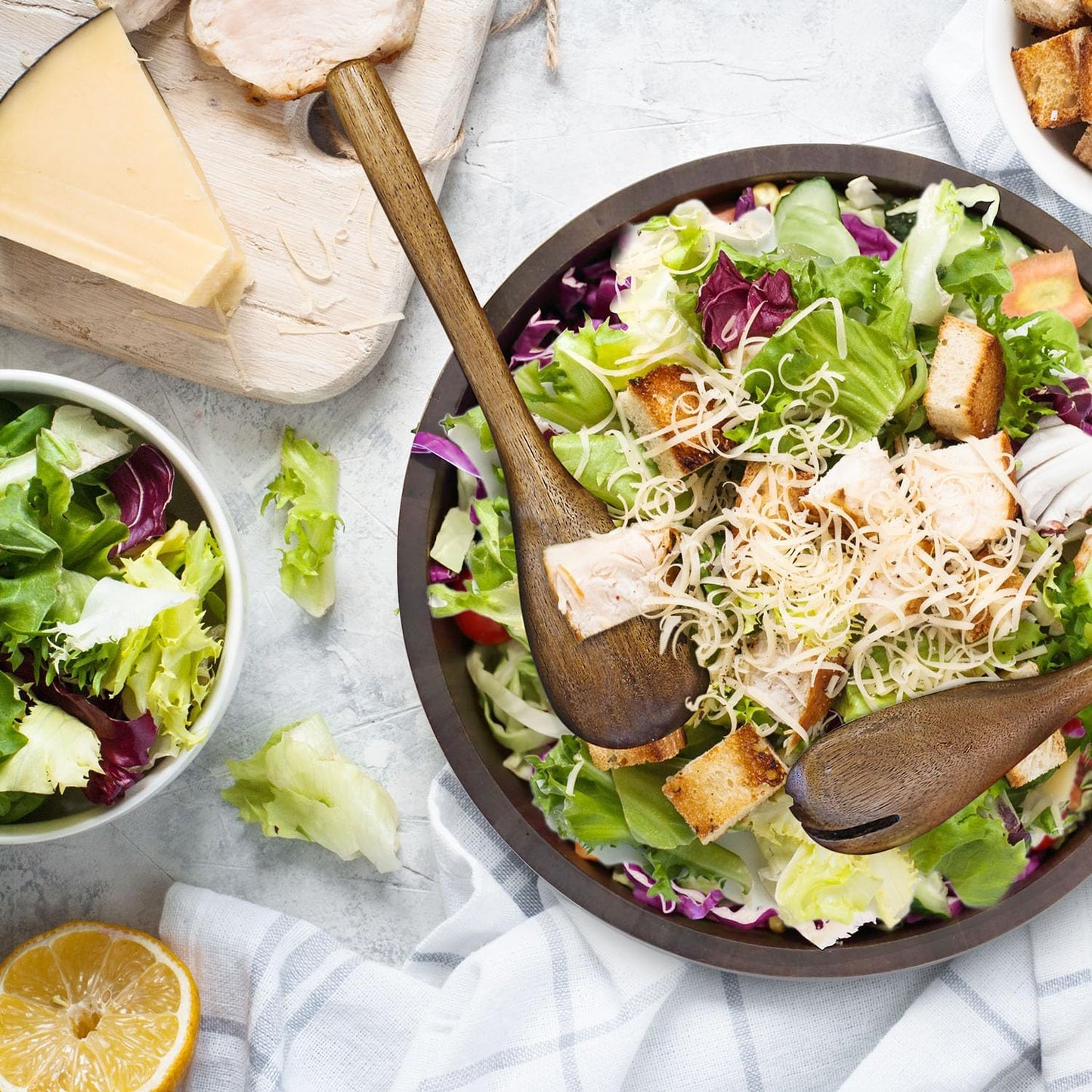 Wooden Salad Bowl, Acacia Walnut Wood Salad Bowl Set, 12 * 4.3 inch Large Natural Wooden with Fork and Spoon,Premium Eco-Friendly 346oz /10.8qt for Kitchen,Dining,Serving & Mixing Food