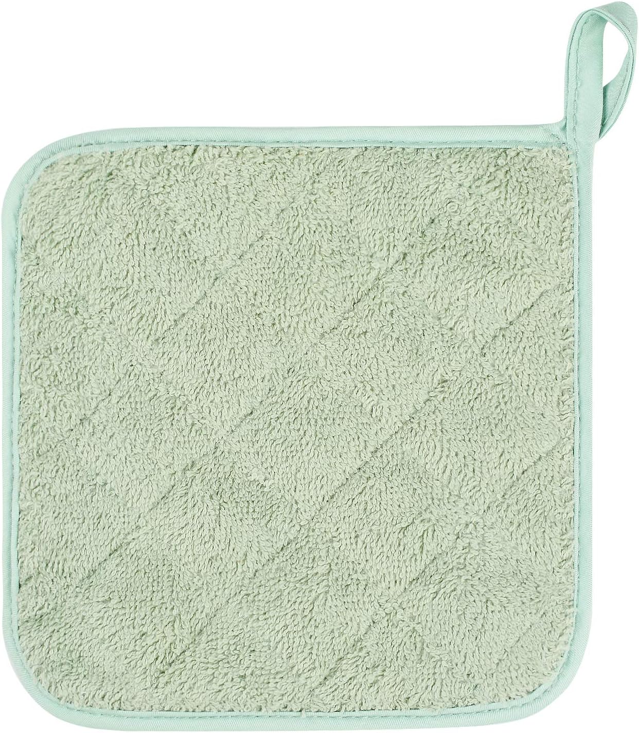 100% Cotton Kitchen Everyday Basic Terry Pot Holder Heat Resistant Coaster Potholder for Cooking and Baking Set of 5 Mint Green