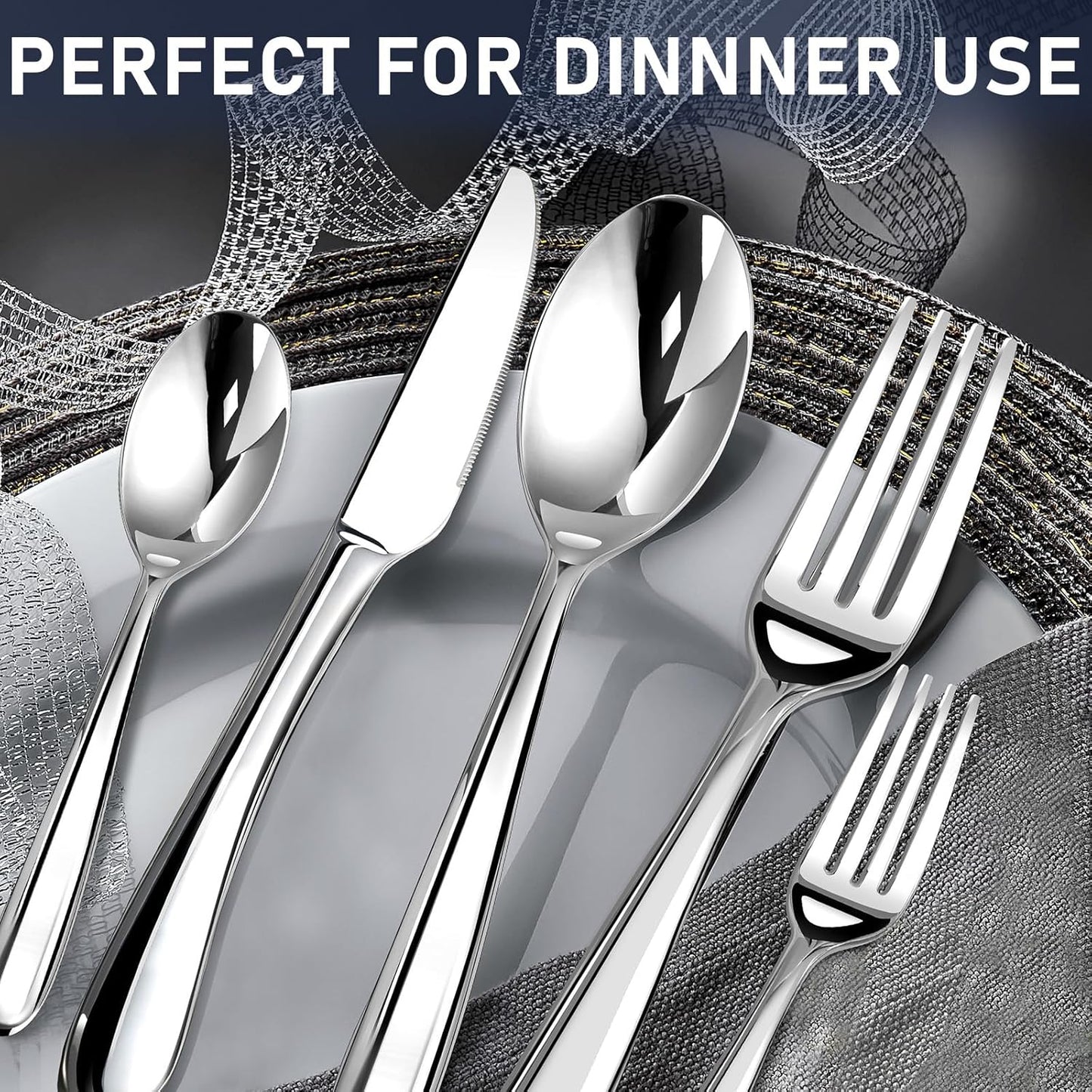 Heavy Duty Silverware Set for 8, 40 Piece Premium Stainless Steel Flatware Utensils Cutlery Set Including Steak Knife Fork and Spoon, Dishwasher Safe, Gift Package for Wedding Housewarming