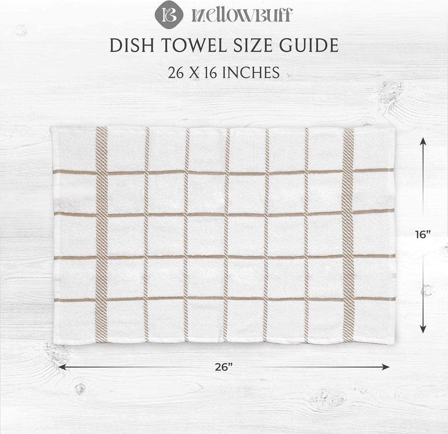 100% Cotton Terry Dish Towels, 4 pack16 x26 Inches, Super Soft and Absorbent Kitchen Towels, Perfect for Kitchen Cleaning and Dish Washing | Tan