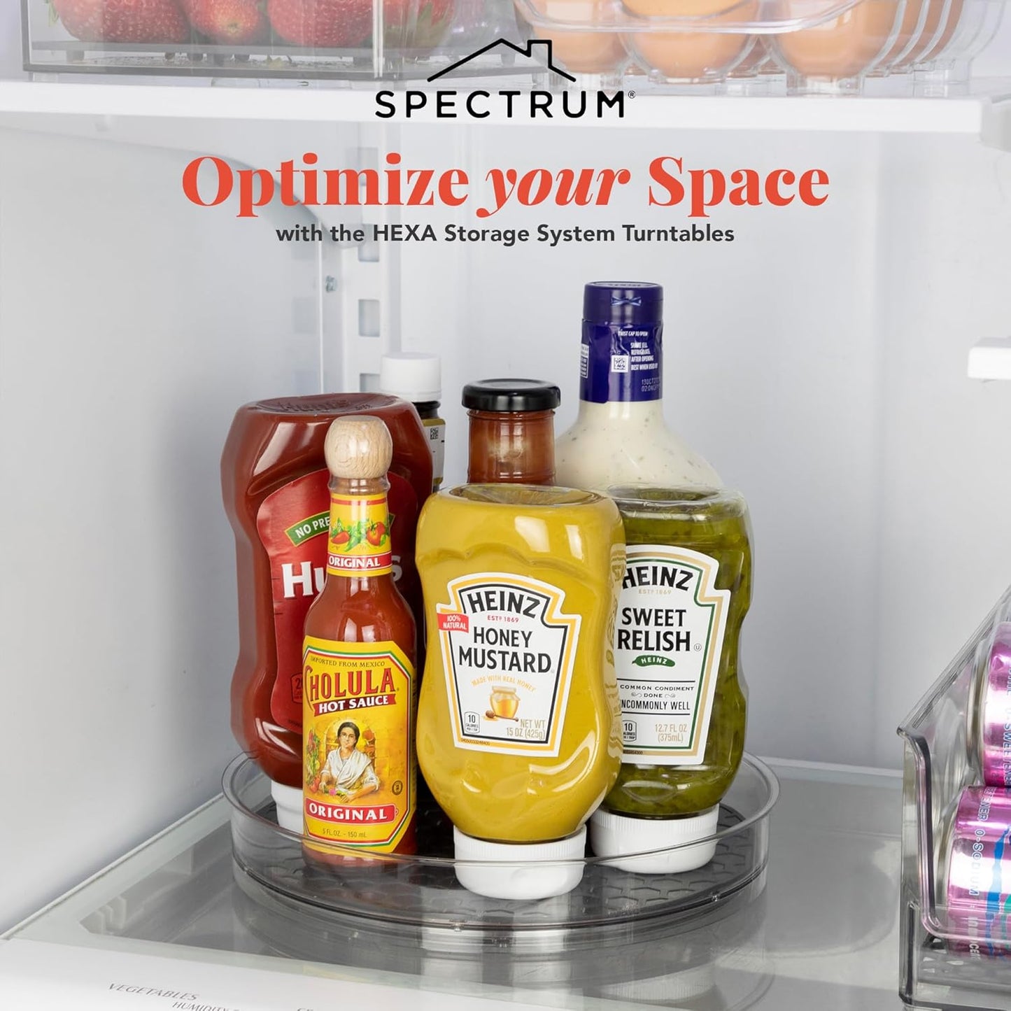 Spectrum Lazy Susan Organizer, Hexa Medium (1-Pack) - Lazy Susan Turntable for Cabinet, Refrigerator, Pantry, Table, & Shelf - Rotating & Spinning Pantry Organization - Spice Rack Storage for Fridge
