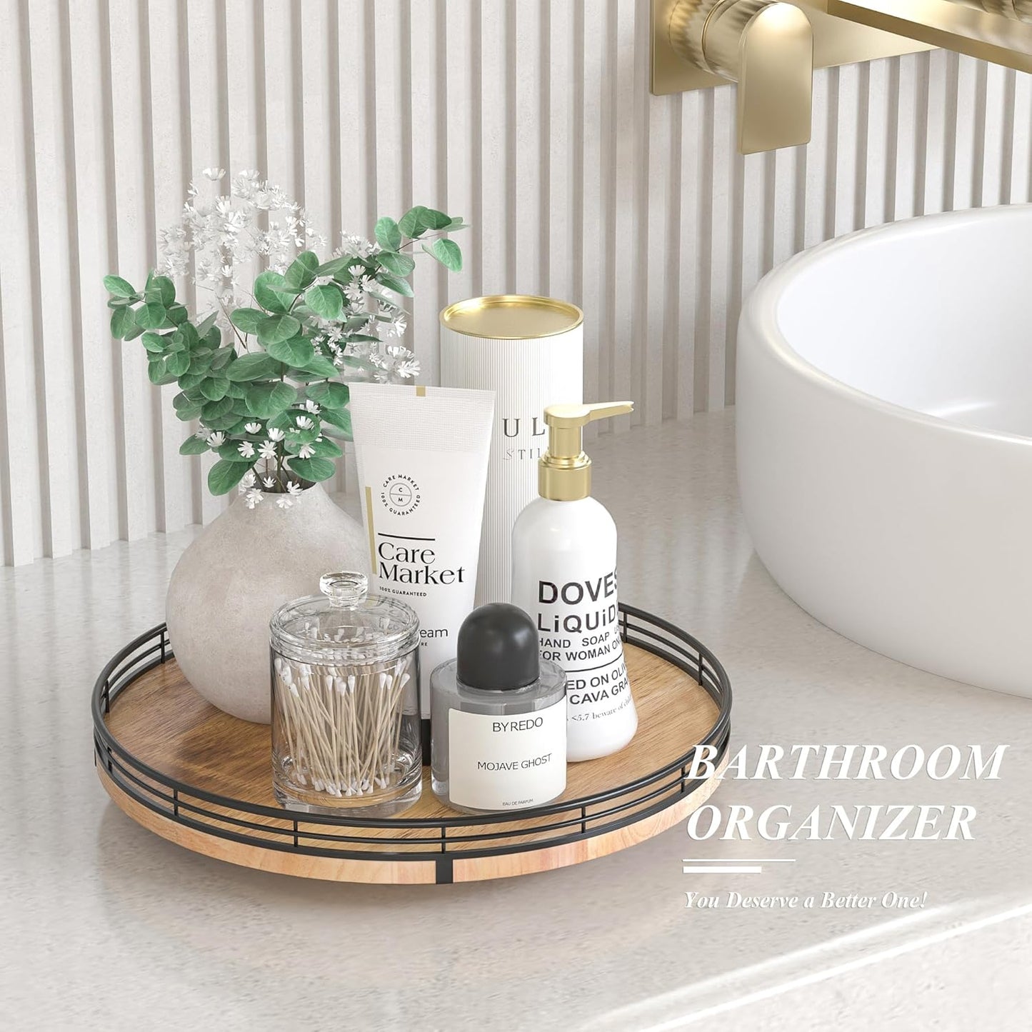 12" Lazy Susan Oak Wood Turntable Organizer for Cabinet, Farmhouse Round Wooden Lazy Susan Organization and Storage for Dining Table, Pantry, Kitchen, Bathroom, Countertop, Cupboard, Home Decor