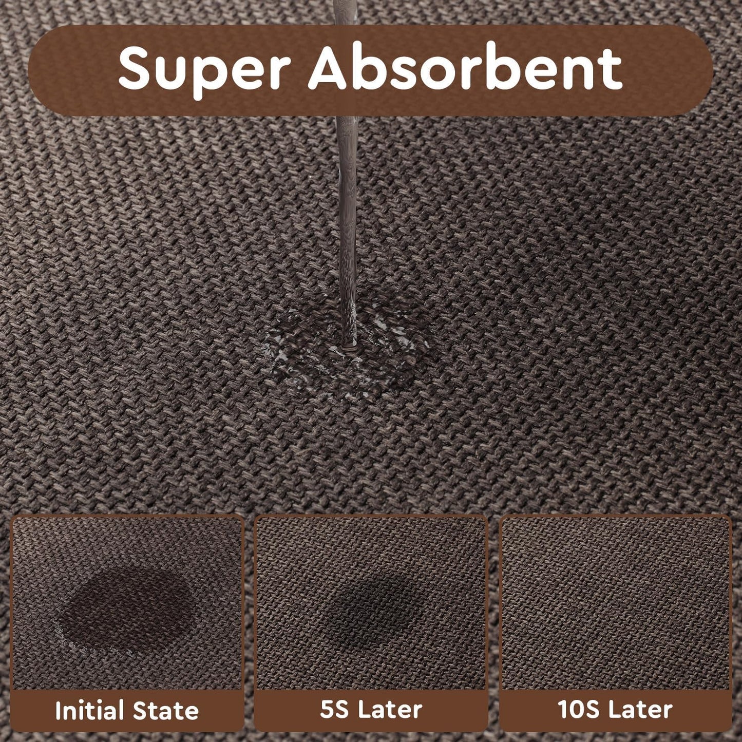 tchdio Kitchen Mats for Floor, Rubber Backed Kitchen Rugs Non Slip Washable, Superior Absorbent Kitchen Runner Rug Easy to Clean, Comfort Kitchen Floor Mat Front of Sink (Brown, 20" × 32")