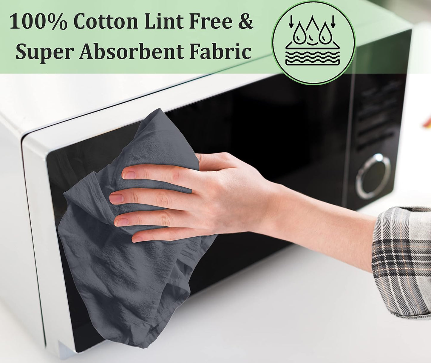 RUVANTI Flour Sack Towels 6 Pack 28x28 Inch, 100% Cotton Tea Towel, Reusable, Machine Washable, Absorbent BarTowels - Dish Cloth Perfect for Drying Dishes & Cleaning - Grey