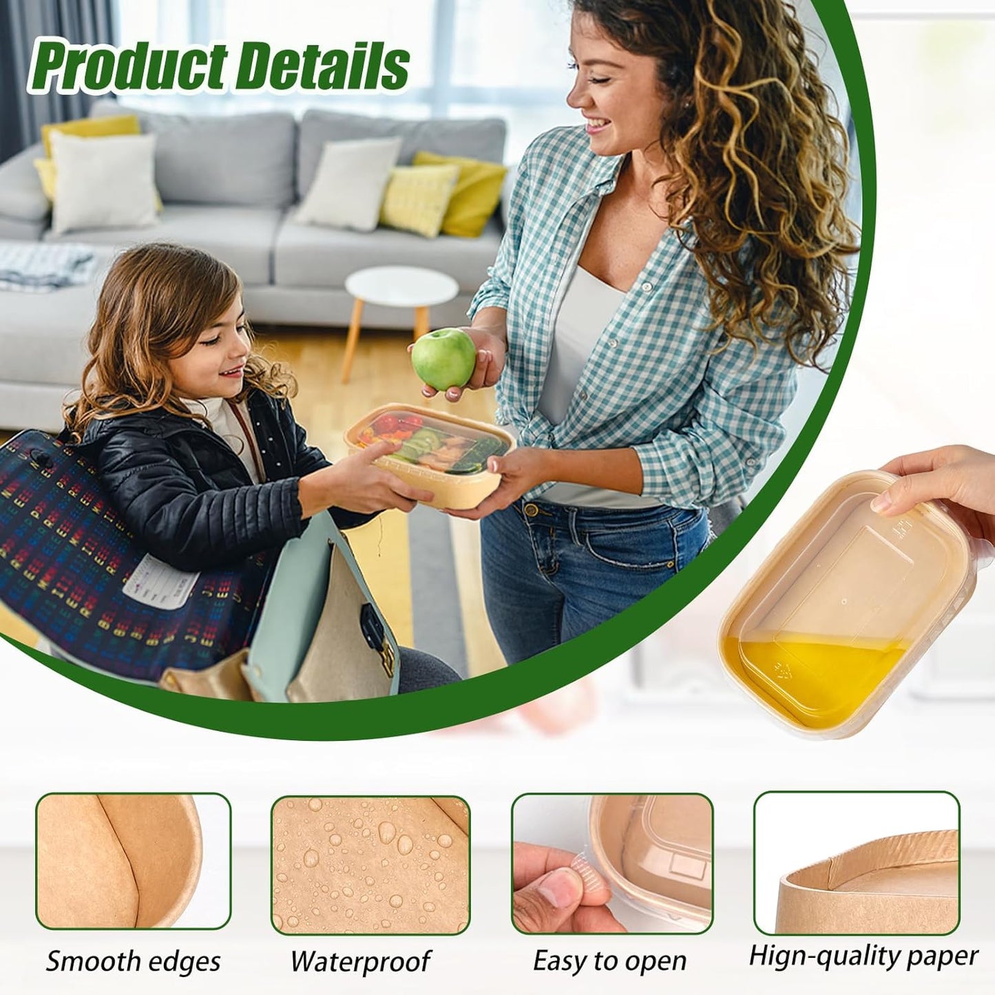 50-Pack 19oz Disposable Kraft Paper Bowls with Lids and Forks, Disposable Meal Prep Containers Bowls Disposable Food Prep Container with Lids, Freezer and Microwave Safe for Hot Soup Cold Food Takeout