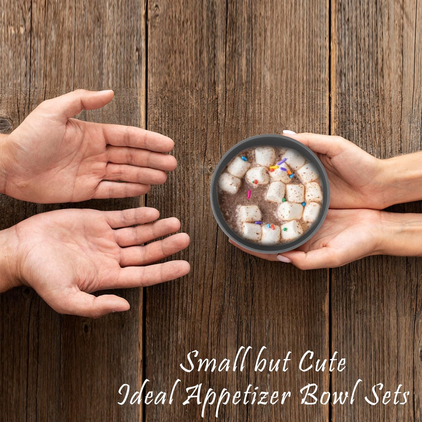 wheat straw small bowls 10oz set of 8 - Unbreakable Dessert Bowls for kids - Mini Bowl Sets for Ice Cream,Snack and Fruits - Microwave & Dishwasher Safe Appetizer Bowls (Deep Grey)