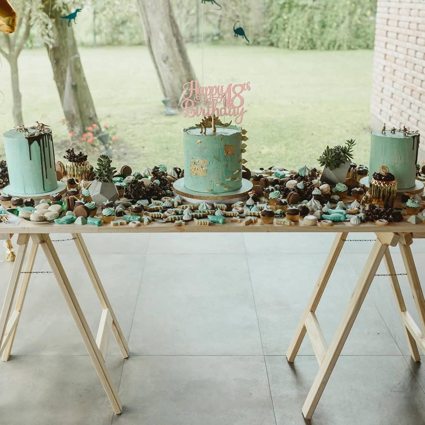 1 PCS Happy 18th Birthday Cake Topper Glitter Cheers to 18 Years Birthday Cake Pick 18 Fabulous Cake Decoration for Happy 18th Birthday Theme Party Decorations Supplies Rose Gold