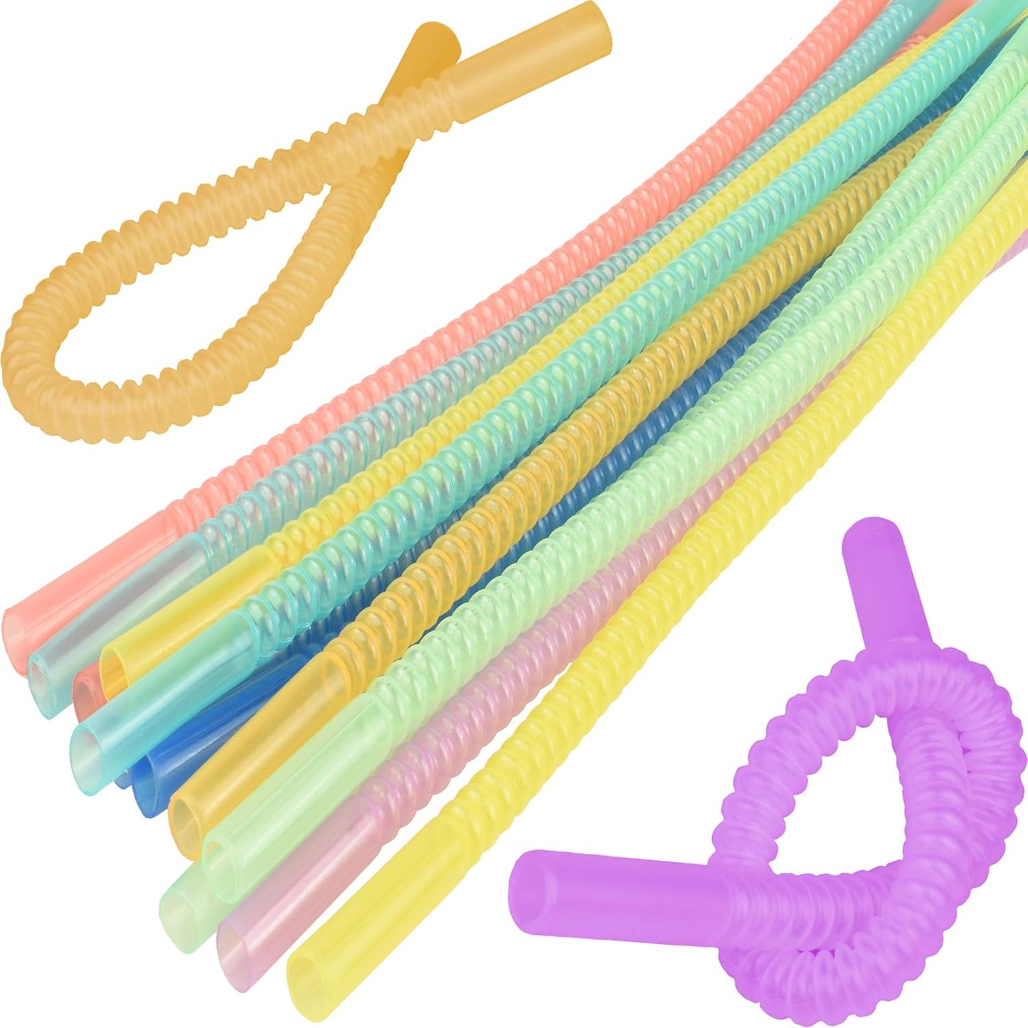 Bendable Straws - 11 inch Long Colored Flexible Straws - Bendy Drinking Straw Reusable - 14 Pack