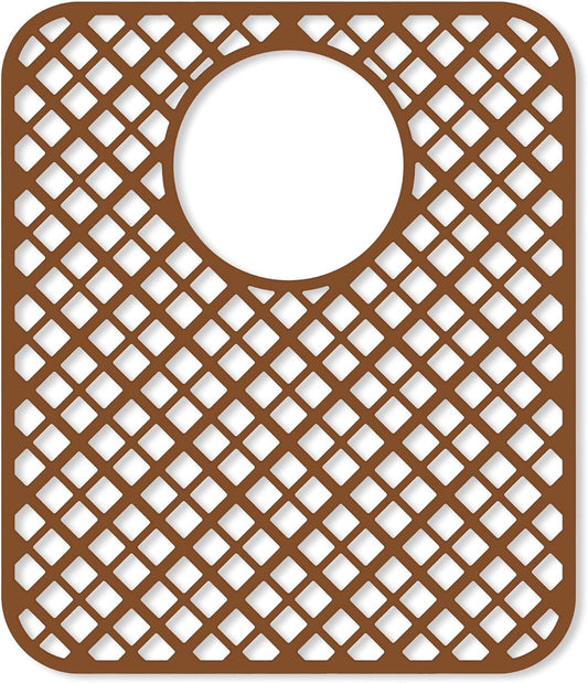 2 Pack Silicone Sink Protectors for Kitchen Sink, Lozenge Pattern 13 x 11 Inches Sink Mat, Non-Slip and Durable Sink Protector Silicone, Rear Drain, Coffee