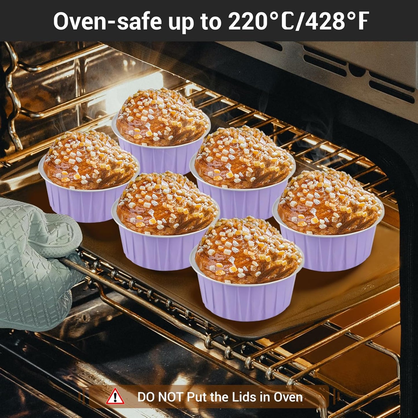 EUSOAR Disposable Ramekins, 60pcs 5oz Aluminum Cupcake Baking Cups Reusable, Mini Muffin Cups Cupcake Liners with Lids, Creme Brulee Containers Mold Tin, for Party Family Gathering Shower Catering