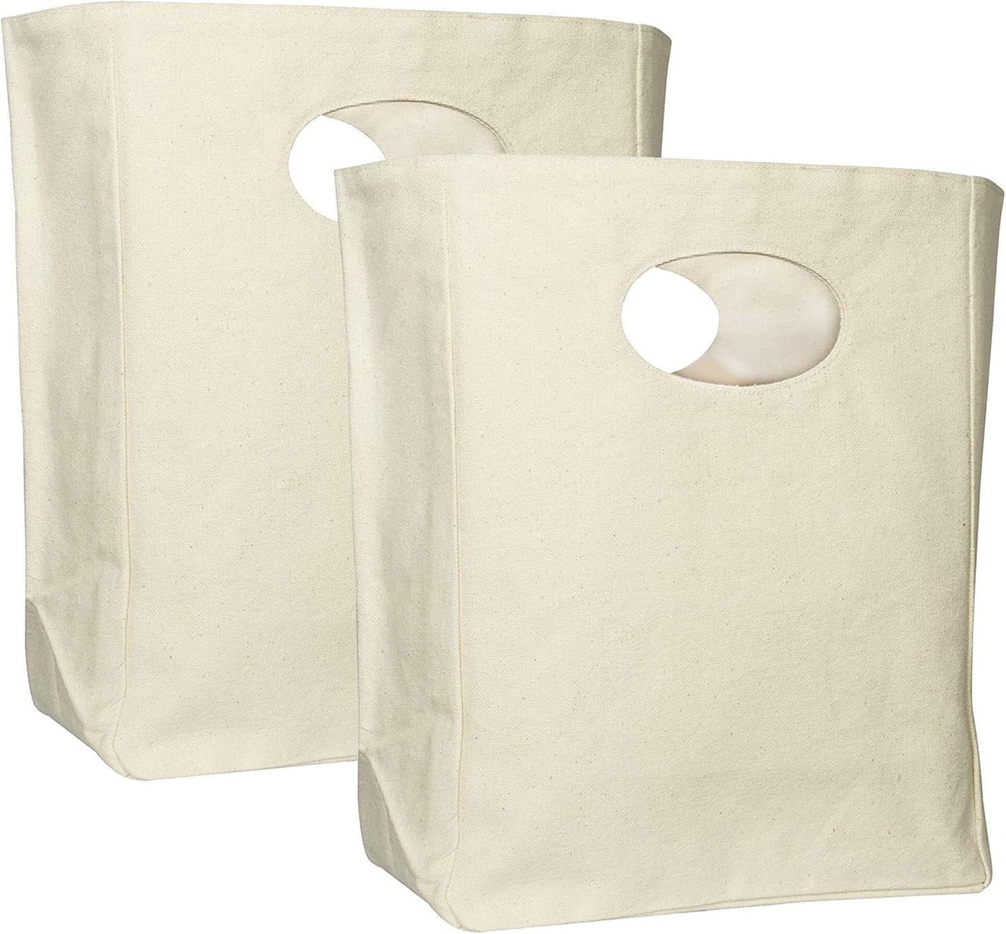Organic Cotton Canvas Lunch Bag - Eco Friendly & Machine Washable | Perfect for Men, Women & Kids | Reusable Lunch Tote for Work, School - Easy to Clean Water Resistant (White - 2 Pack)