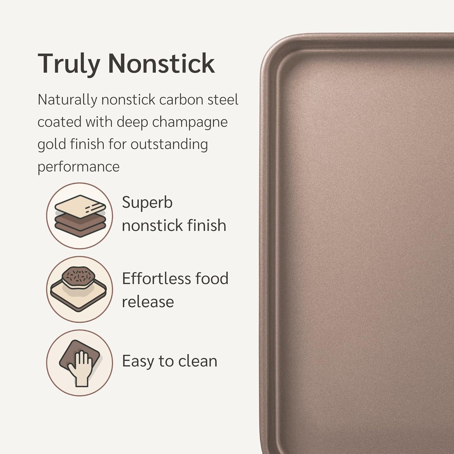 Nonstick 9x13 inch Quarter Baking Sheet Set of 2 | PFOA & BPA Free Non Toxic 13x9 inches Cookie Sheets | Best Non stick Cooking Pans, Small Tray for Toaster Oven | Nontoxic Baking Pan 9 x 13