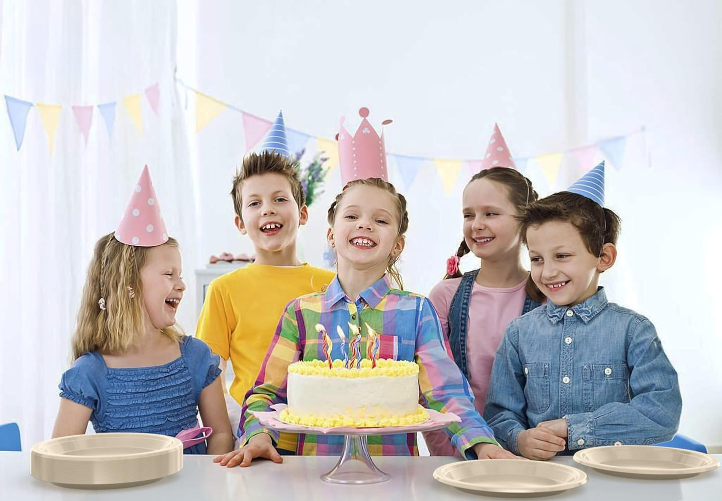 Exquisite Party Solids Ivory Plastic Plates For Party 10" Ivory Disposable Plates Heavy Duty Supplies 100 Pcs Plastic Dinnerware Sets Heavy Duty 350 GSM Disposable Dinnerware Set