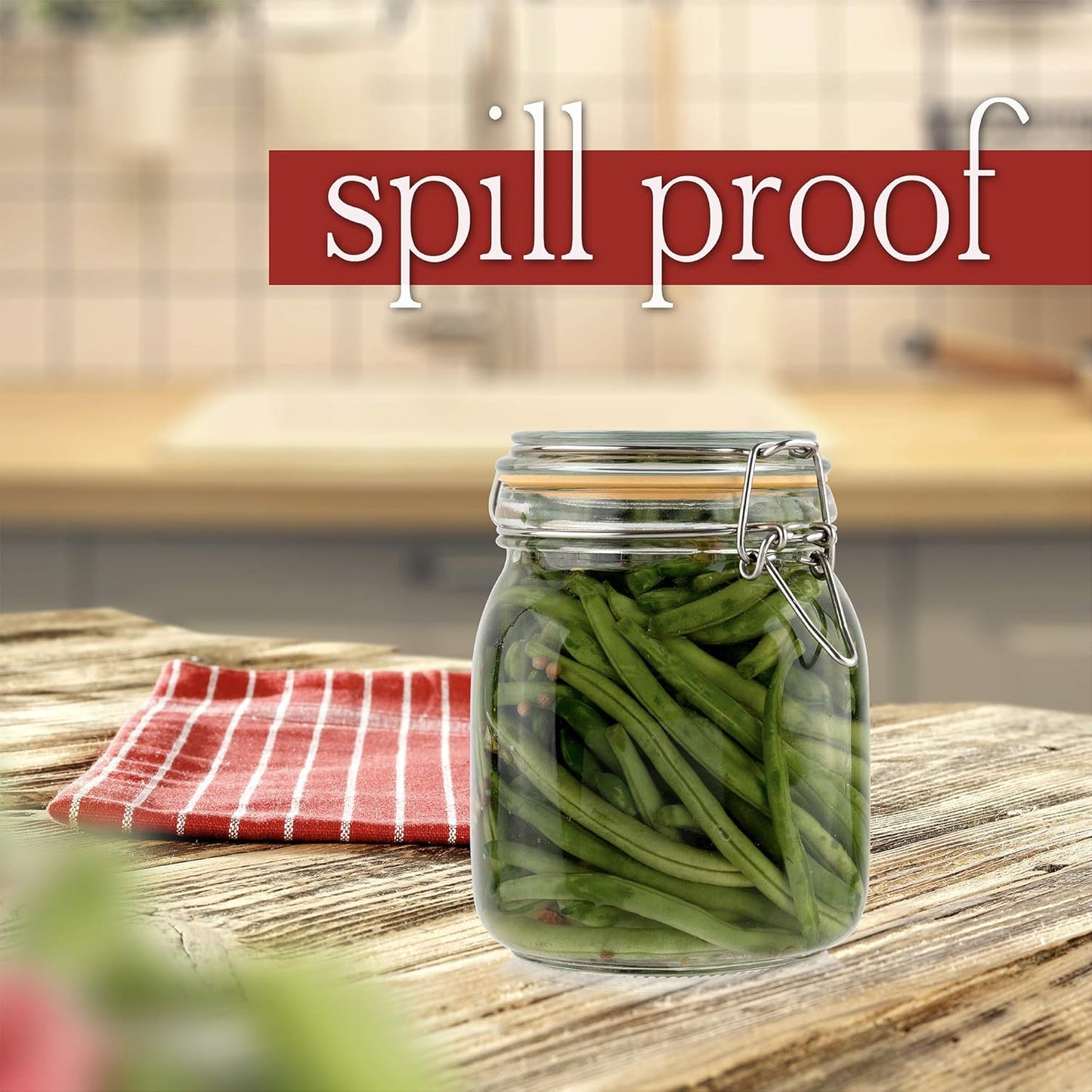 Galashield 32 oz Glass Jars with Lids Food Storage Jars with Airtight Lids Leak Proof Glass Canisters Kitchen Jars [Set of 2]