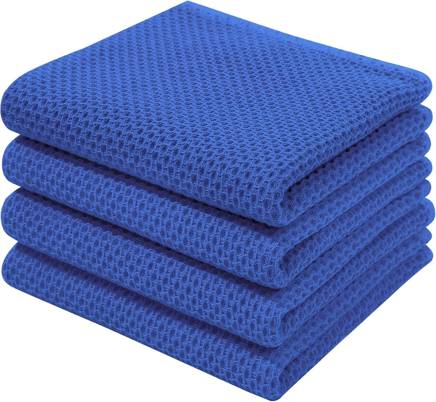 Homaxy 100% Cotton Waffle Weave Kitchen Dish Towels, Ultra Soft Absorbent Quick Drying Cleaning Towel, 13 x 28 Inches, 4-Pack, Blueberry
