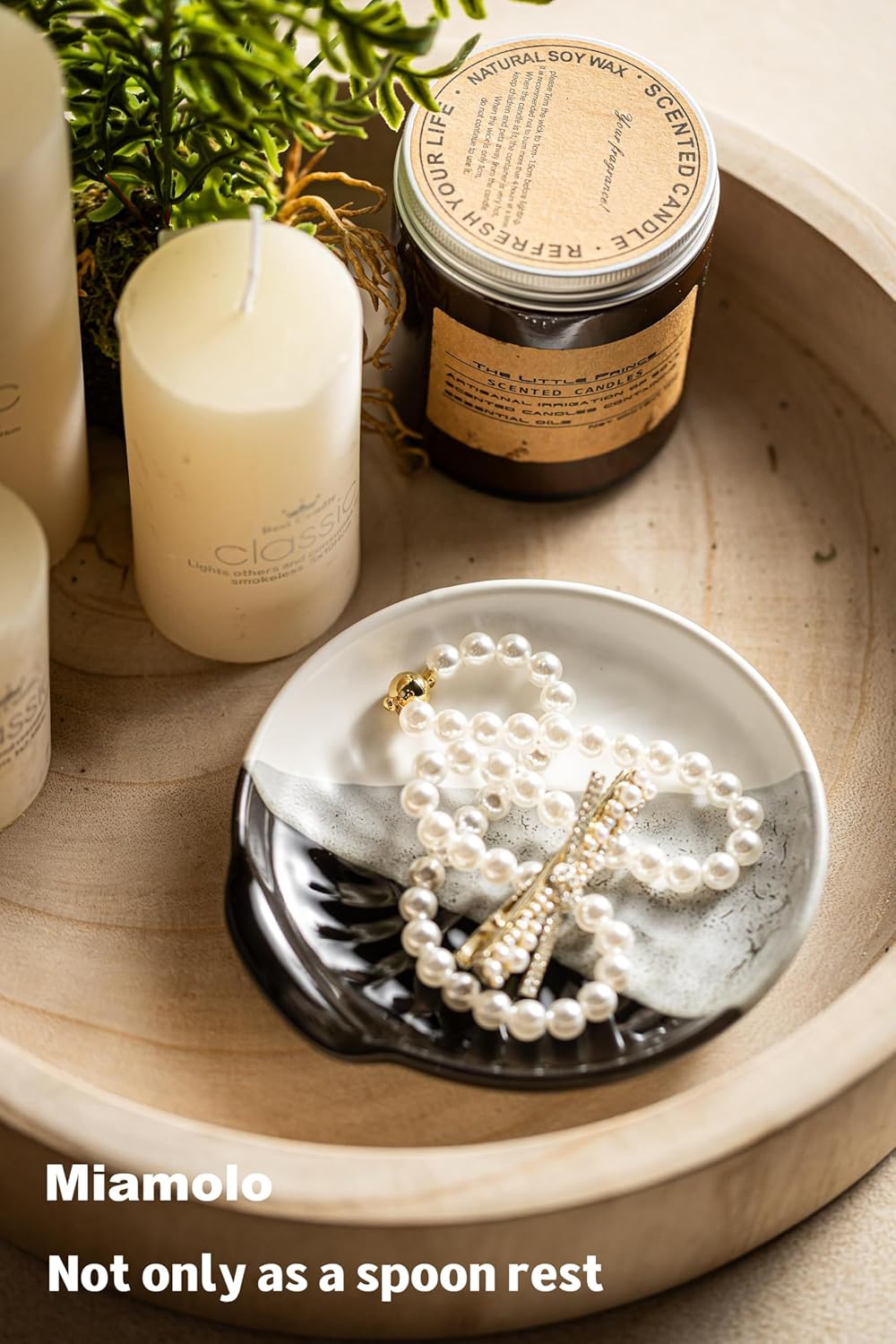 Ceramic Spoon Rest for Stove Top, 5.3inch Utensil Holder for Kitchen Counter, Large Cooking Spatula Rests for Ladles Tongs, Gradient Black