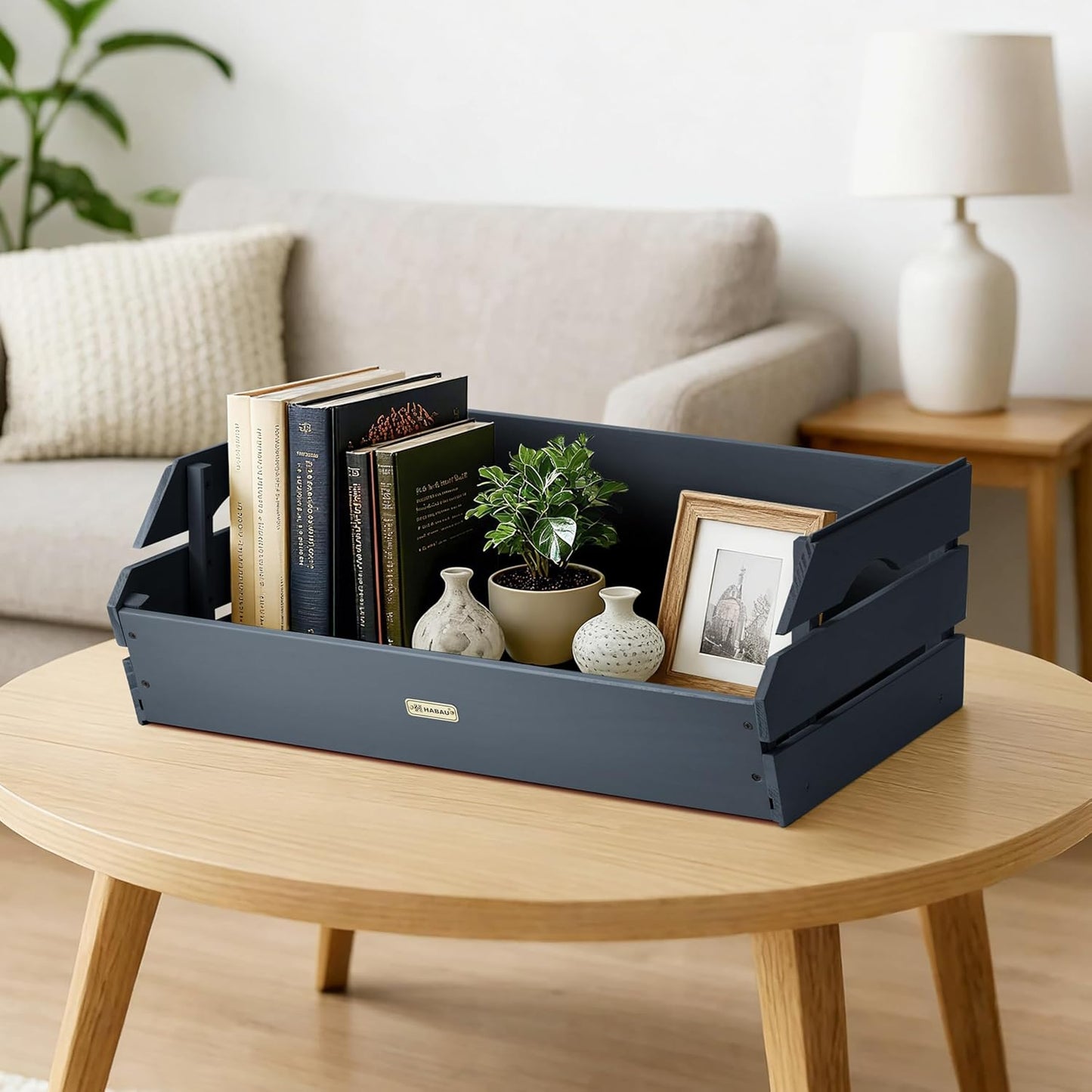 HABAU Wood Potato Onion Storage Bins - Wooden Stackable Produce Basket - Fruit Vegetable Storage for Kitchen Pantry Organization