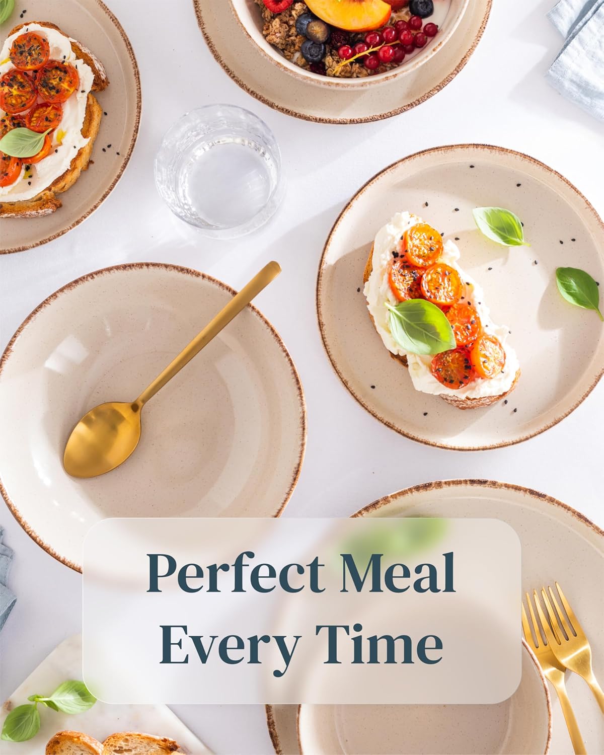 Stoneware dinnerware set 8 persons Rustic 24 pcs - Rustic design dinnerware set, dishwasher safe - Bowl and plate set - Pure Living dinnerware in beige…