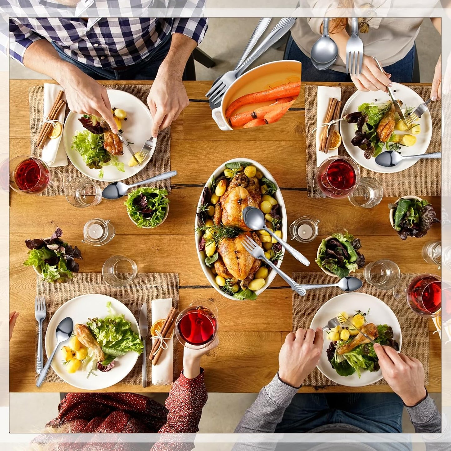 Nuogo 200 Pieces Forks and Spoons Silverware Set Stainless Steel Flatware Cutlery Set Dinner Forks and Spoons Mirror Polished Dishwasher Safe Utensil for Kitchen Restaurant or Home