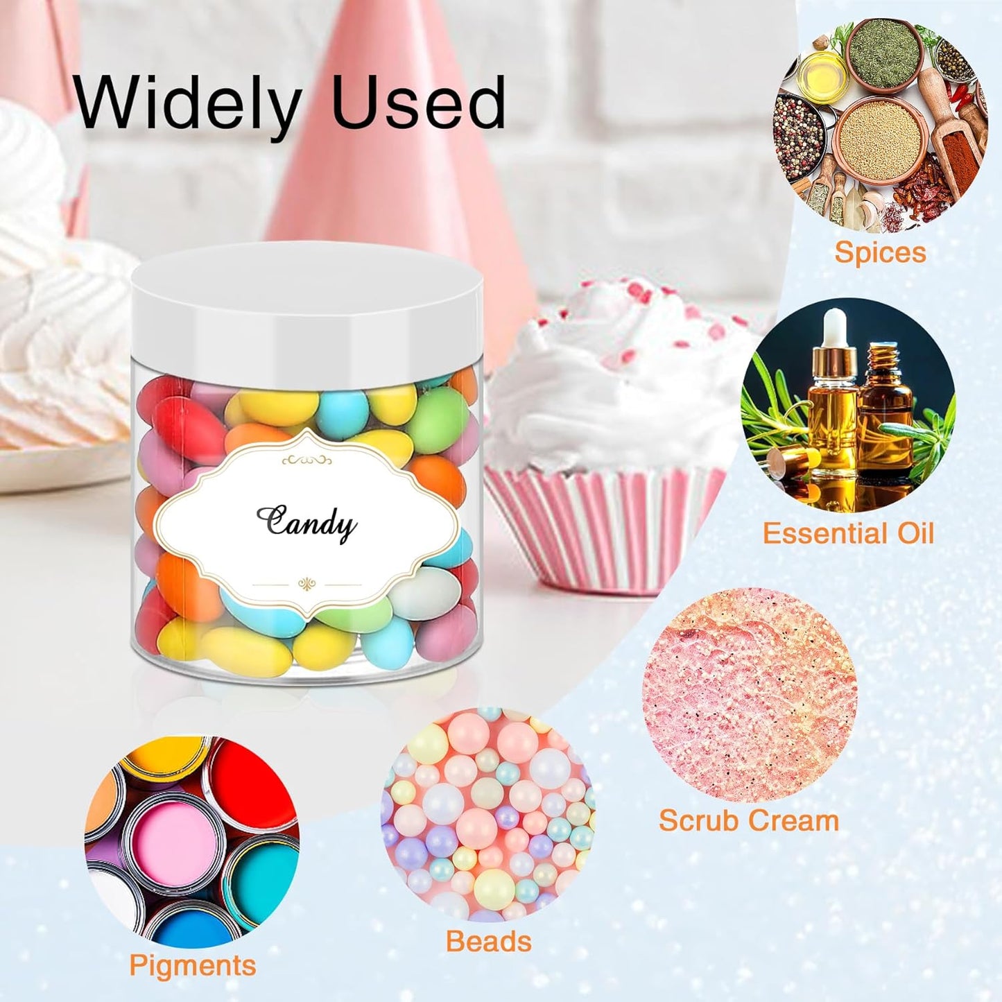 Plastic Jars 6 OZ, 48 Pcs Plastic Jars with Lids Round Wide Mouth Slime Containers with White Lids Empty Small Storage Jar for Travel, Home Kitchen Food, Arts Crafts