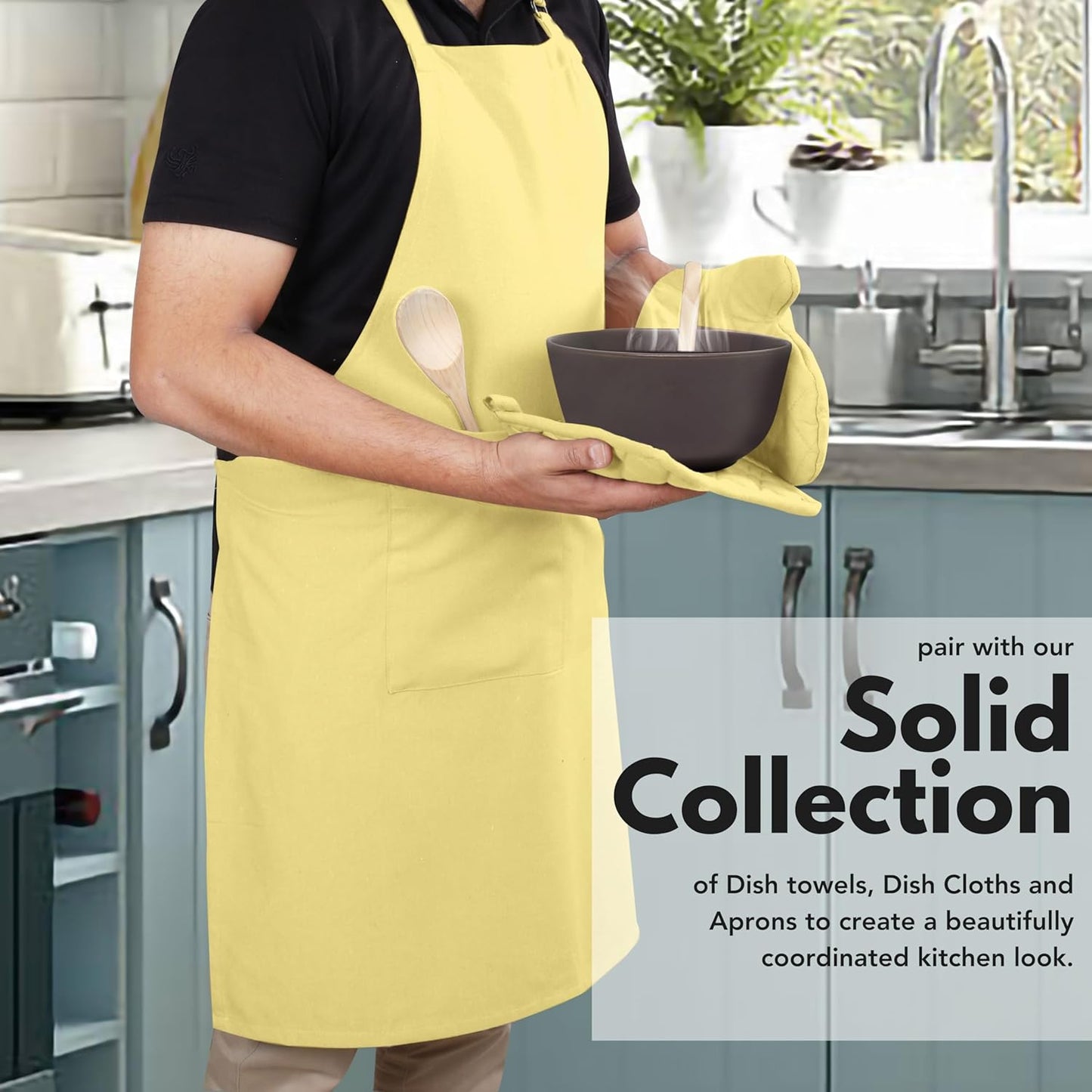 Native Fab 4 Piece Set - 2 Oven Mitts & 2 Potholders, Heat Resistant, 100% Cotton, Quilted Design, Non-Slip Grip, Machine Washable, Ideal for Baking, Cooking, BBQ, Kitchen Protection - Pale Yellow