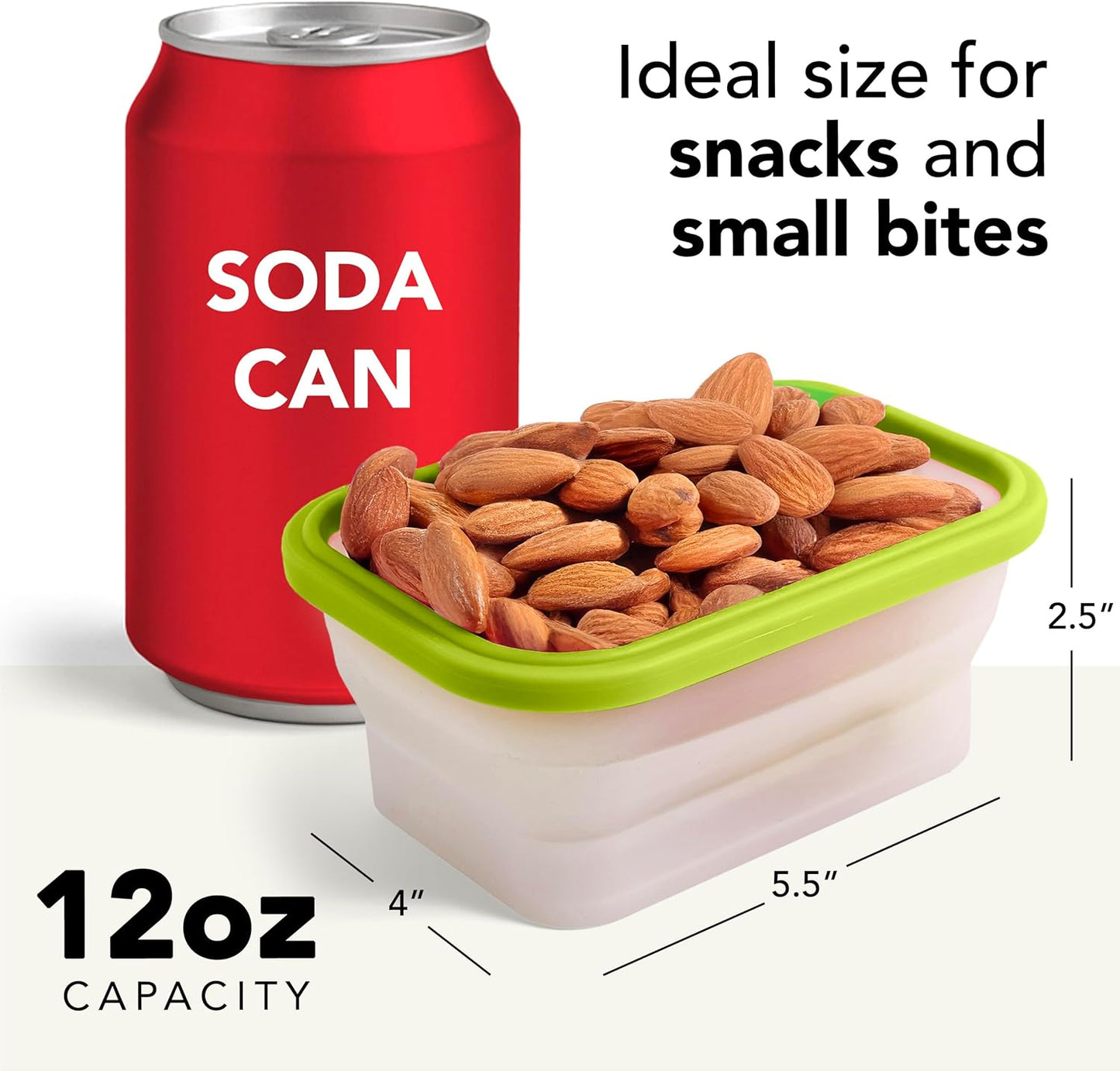 Small Collapsible Silicone Containers, Perfect for Snacks, Travel, Space-Saving Storage, Set of 4