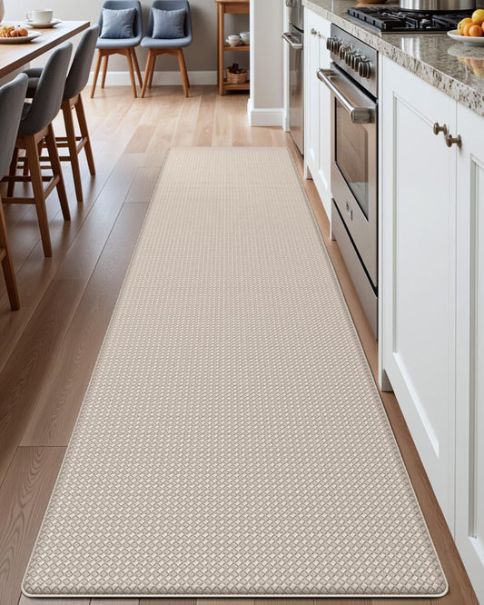 DEXI Kitchen Floor Mats Cushioned Anti Fatigue, 23x94, Large Long Standing Runner Rug Waterproof, Comfort Memory Foam Padded for Front Sink Laundry, Beige