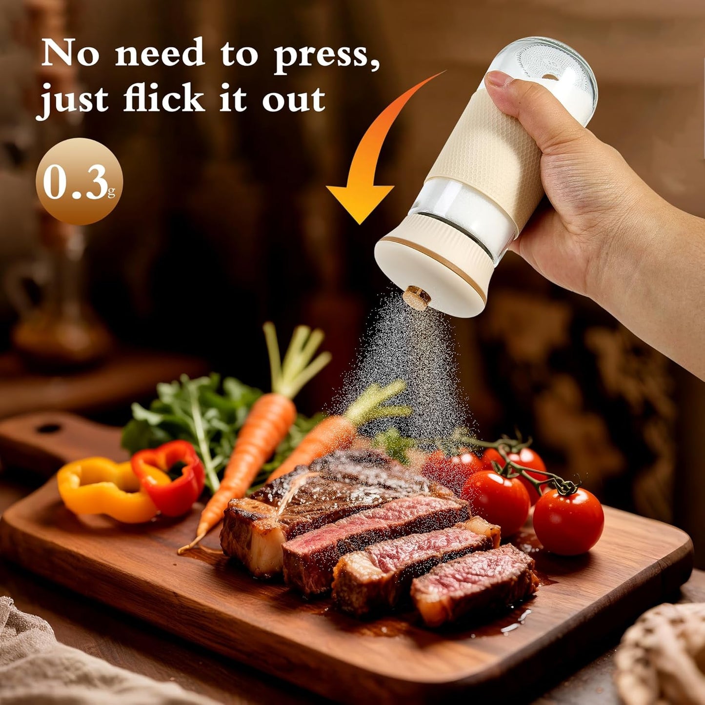 2-in-1 Salt Shaker, Glass Salt and Pepper Shakers Set with 1g Measuring Spoon, 2PCS Salt Pepper Containers Farmhouse Cute Salt Shakers for Kitchen, Easy Filling