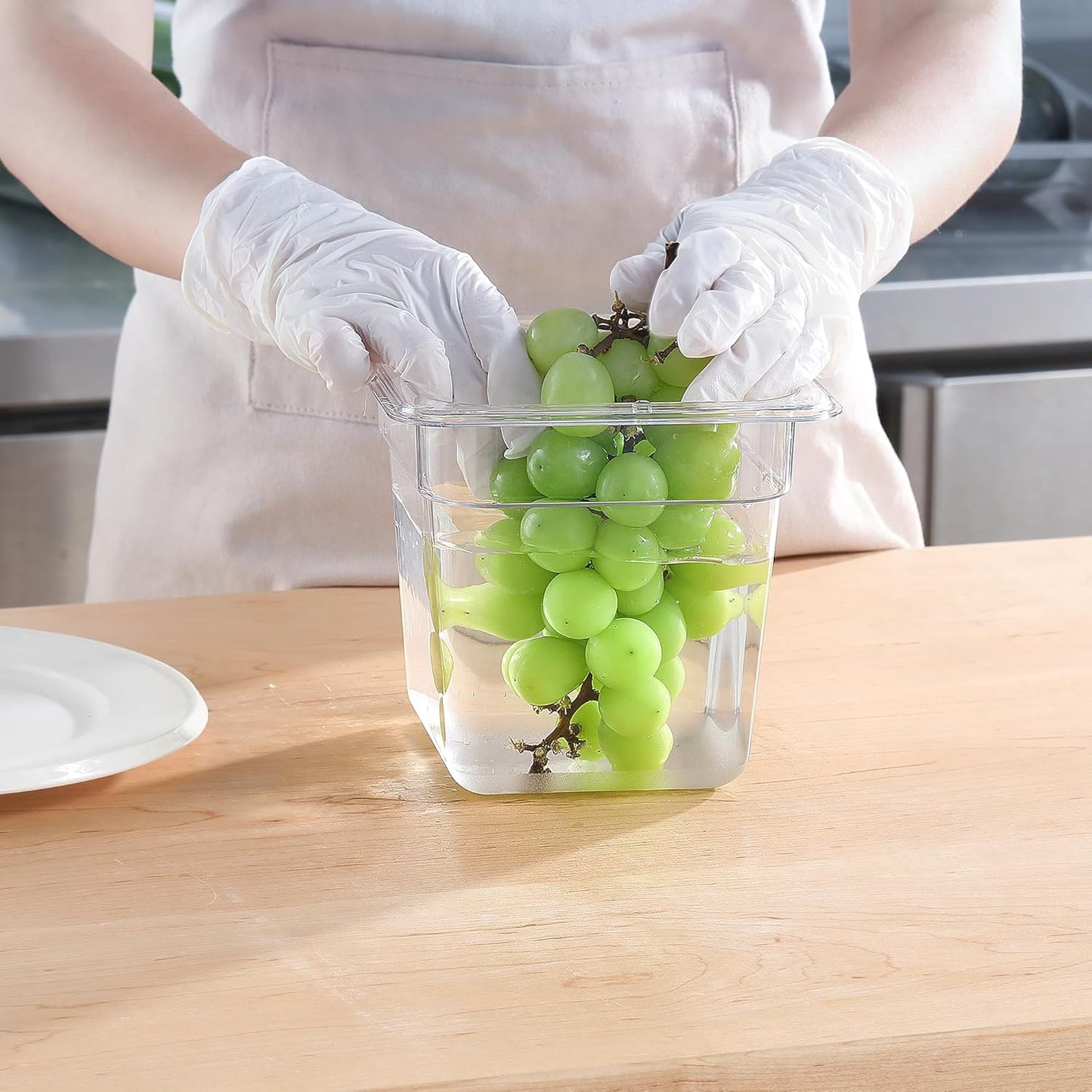 1/6 Size Food Containers 6 Pack 6 Inch Deep Pan Clear BPA free Polycarbonate Stackable Commercial Hotel Pan for Kitchen Business and Food Serving