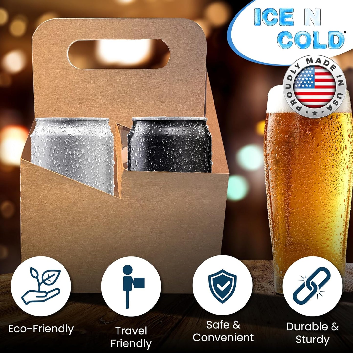 2 Cup Drink Carrier with Handle | Kraft Paperboard Cup Holder | Disposable Cup Holder for Hot or Cold Drinks | Cup Carrier for Food Delivery Services, Uber Eats, Door Dash (15)
