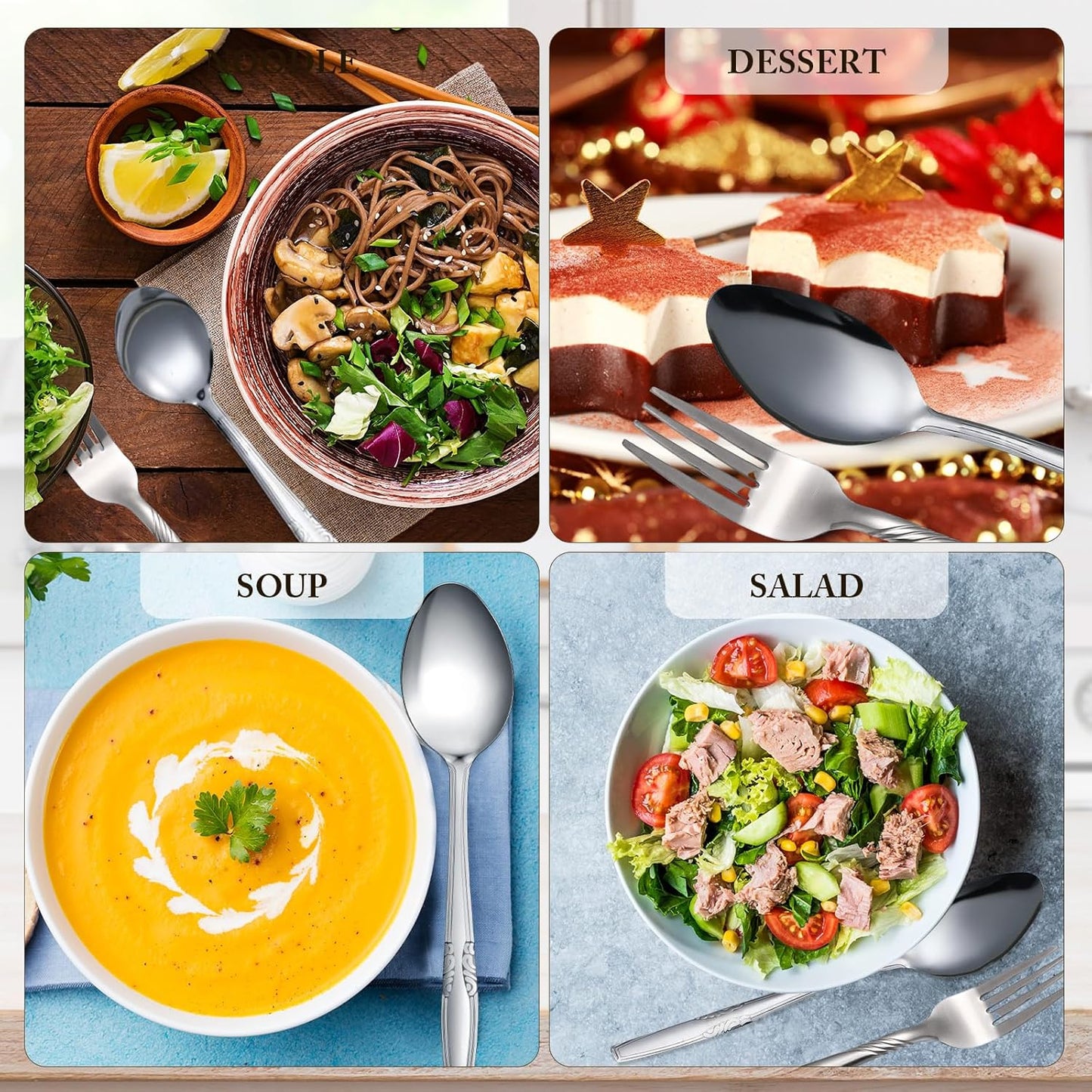 100 Pieces Forks and Spoons Silverware Set Stainless Steel Flatware Cutlery Set Dinner Forks and Spoons Mirror Polished Dishwasher Safe Utensil for Kitchen Restaurant or Home